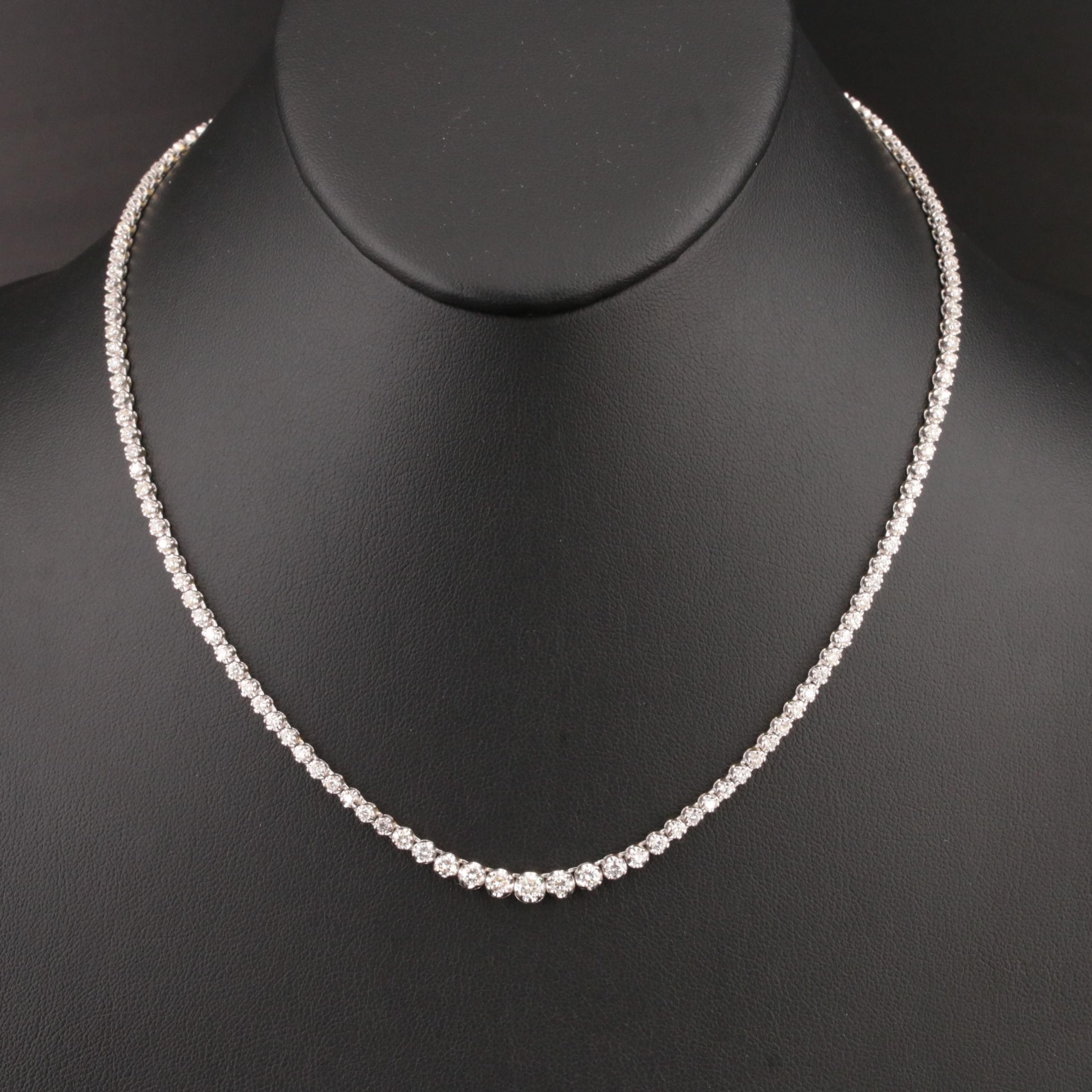 Platinum 3.95 CTW Diamond Graduated Rivière Necklace