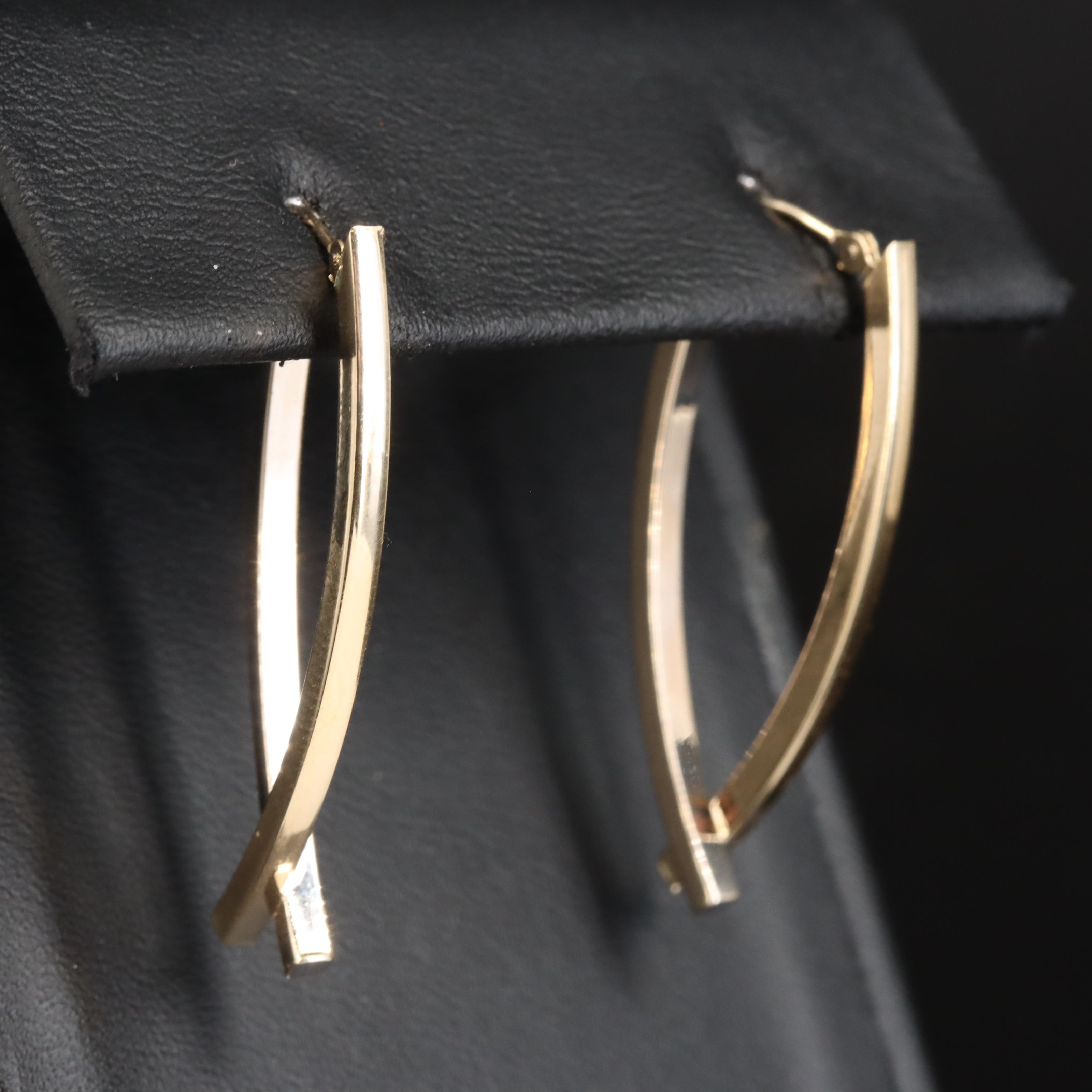 14K Two-Tone Crossover Hoop Earrings