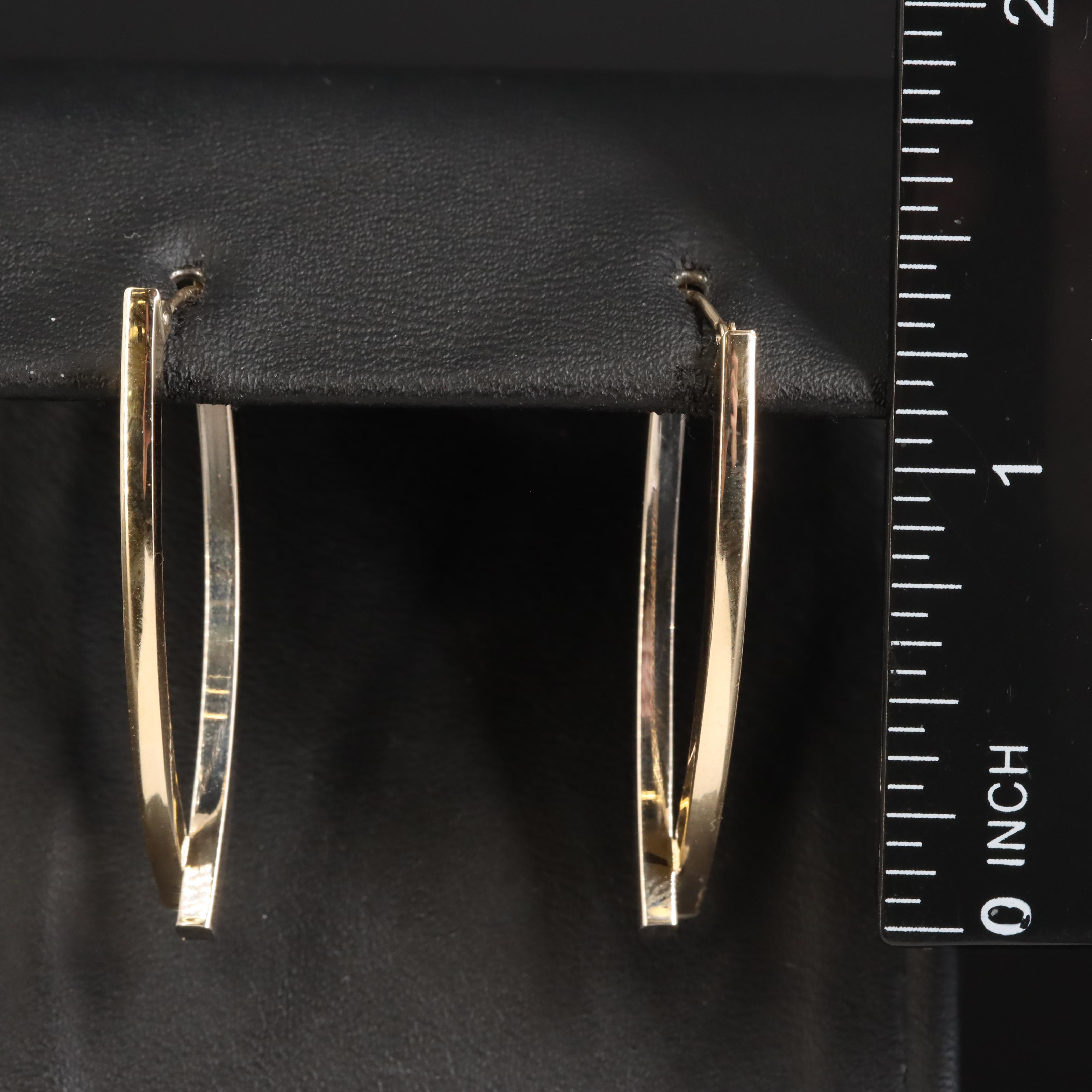 14K Two-Tone Crossover Hoop Earrings
