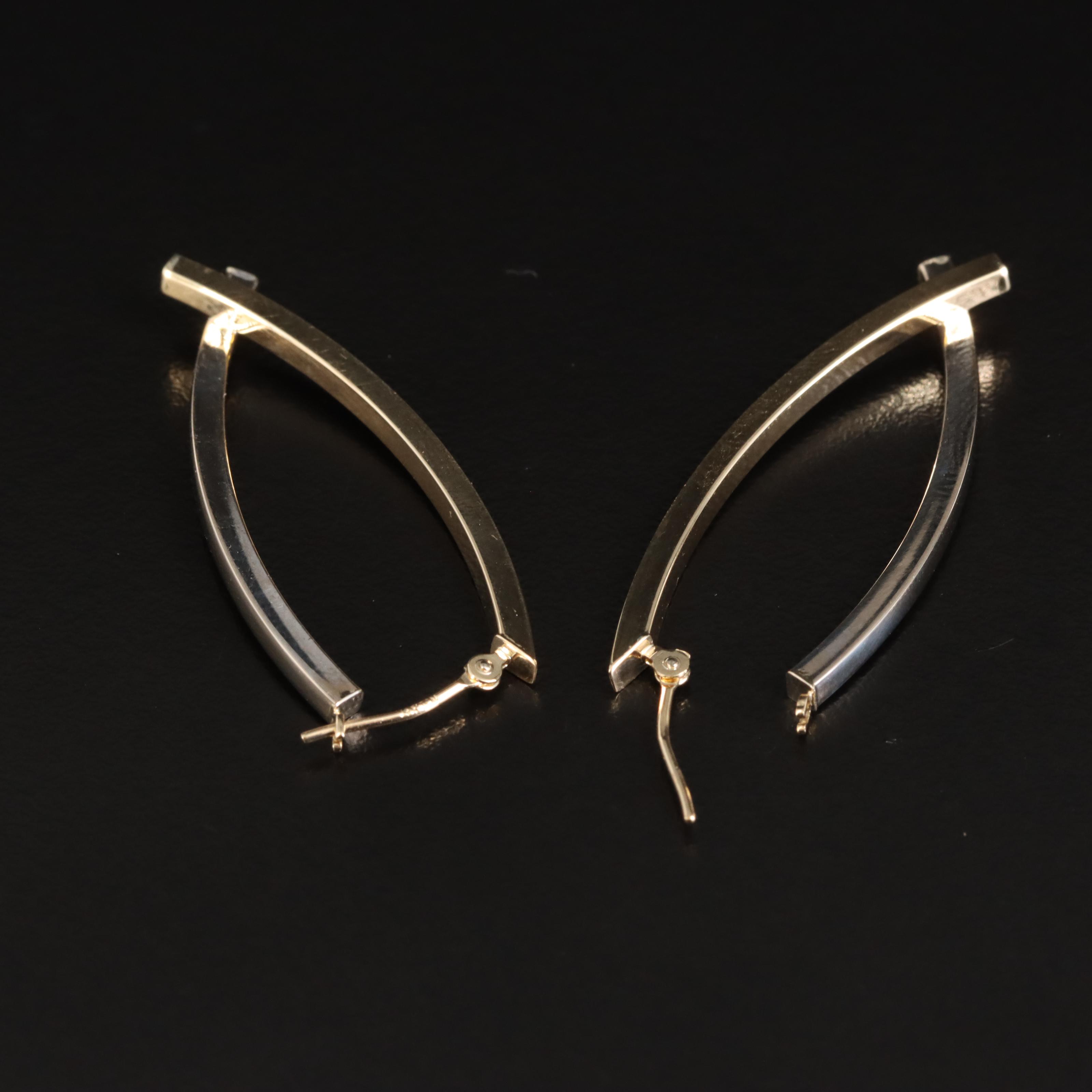 14K Two-Tone Crossover Hoop Earrings