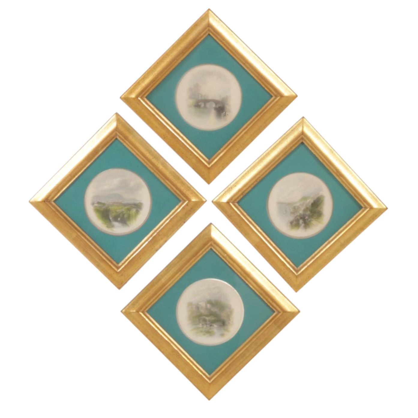 European City Outskirts Hand-Colored Engravings, Circa 1840