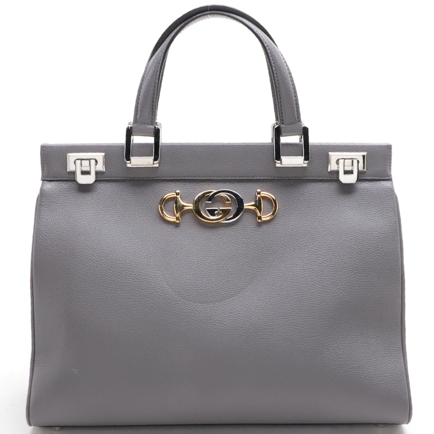 Gucci Zumi Top Handle Medium Bag in Grained Leather