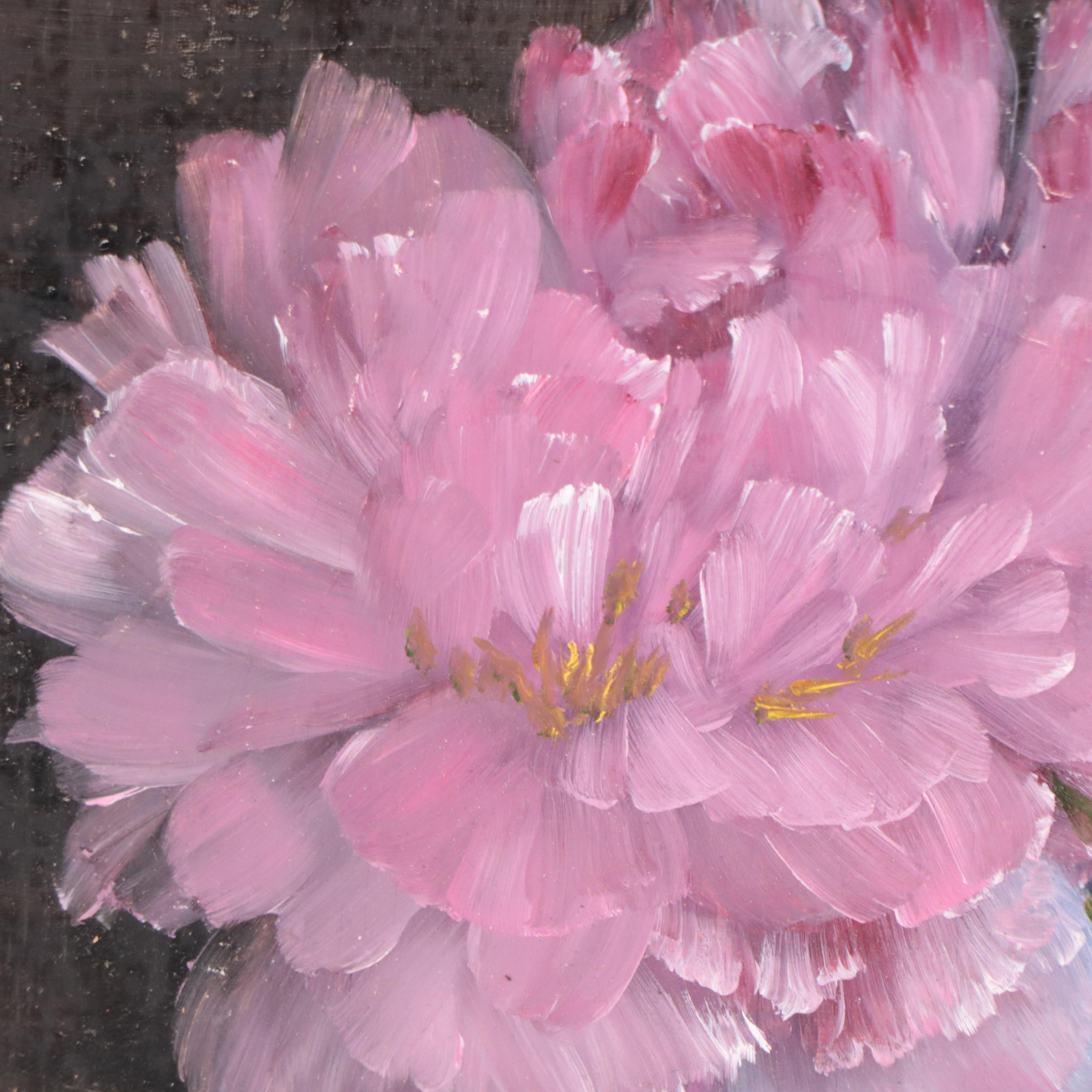 Thu-Thuy Tran Oil Painting "Pink Peony at Evening"