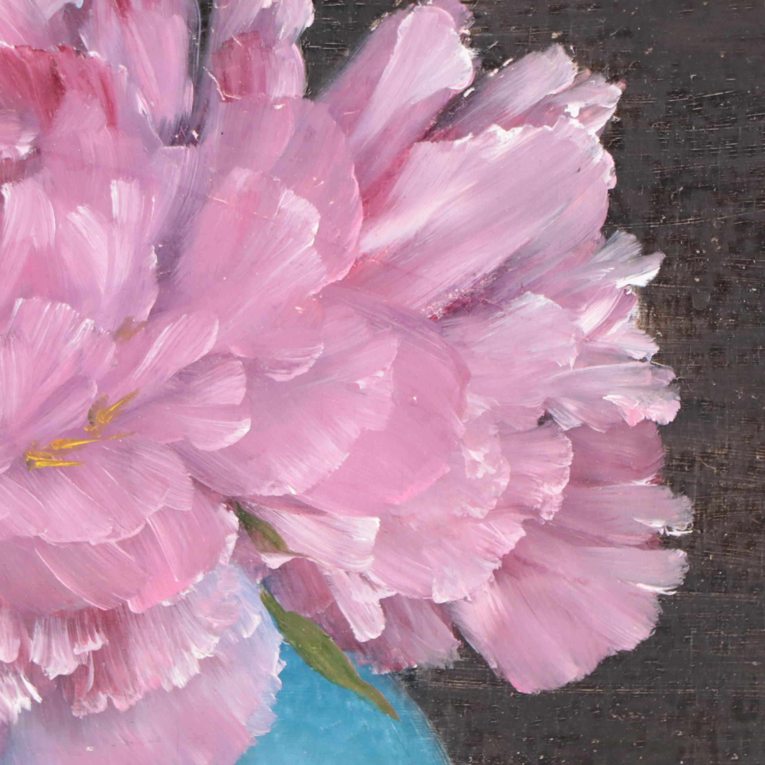 Thu-Thuy Tran Oil Painting "Pink Peony at Evening"