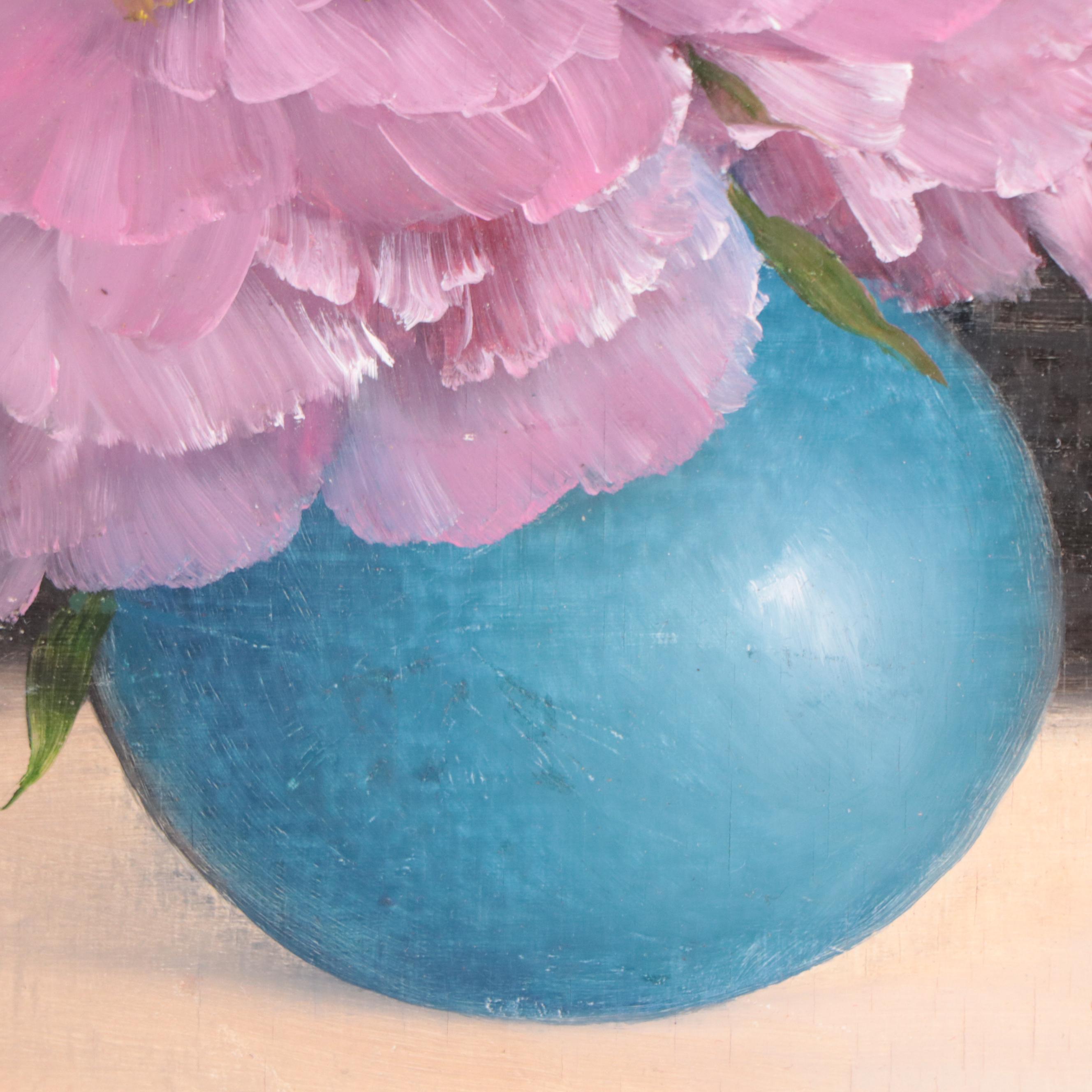 Thu-Thuy Tran Oil Painting "Pink Peony at Evening"