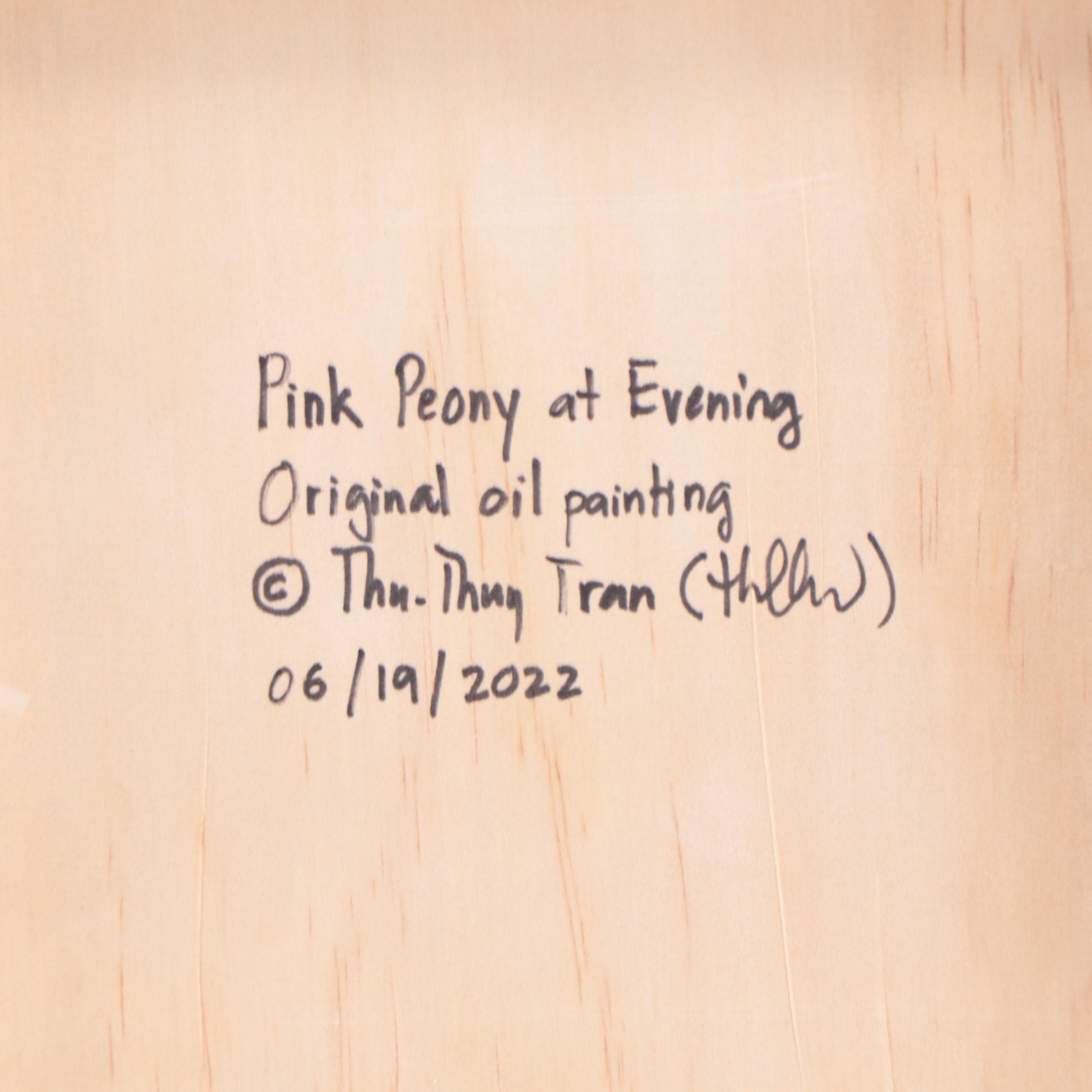 Thu-Thuy Tran Oil Painting "Pink Peony at Evening"