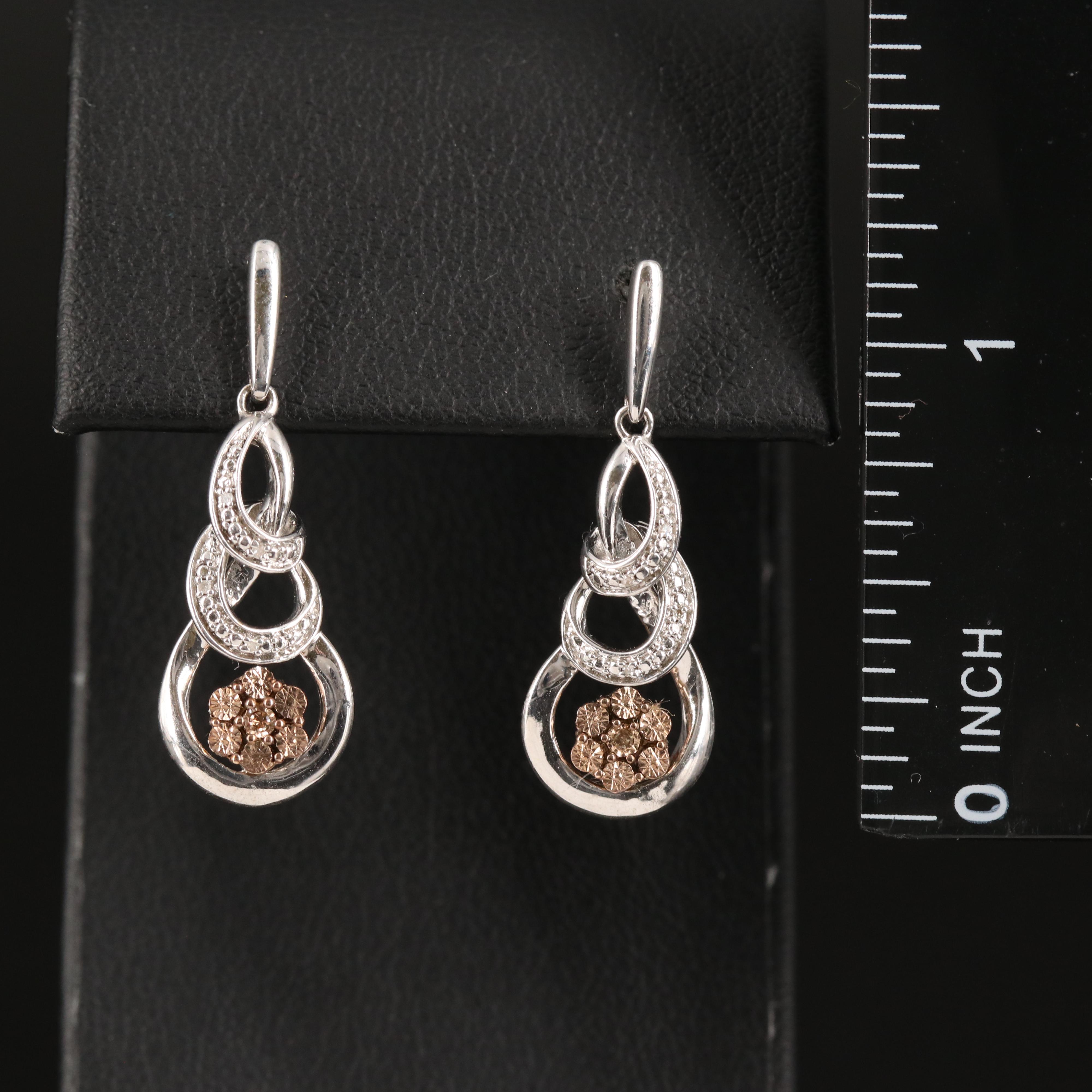 Diamond Drop Earrings in Sterling