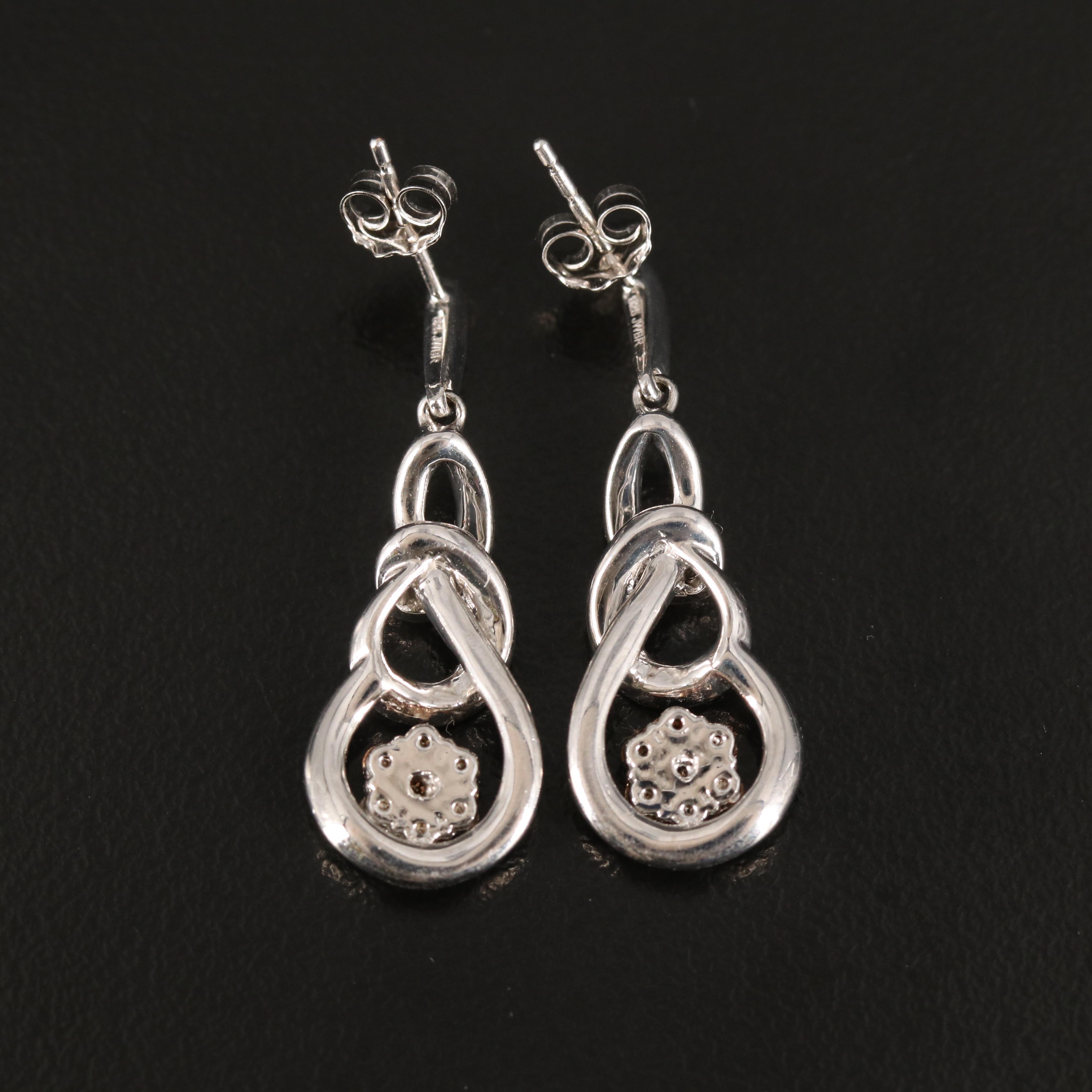 Diamond Drop Earrings in Sterling