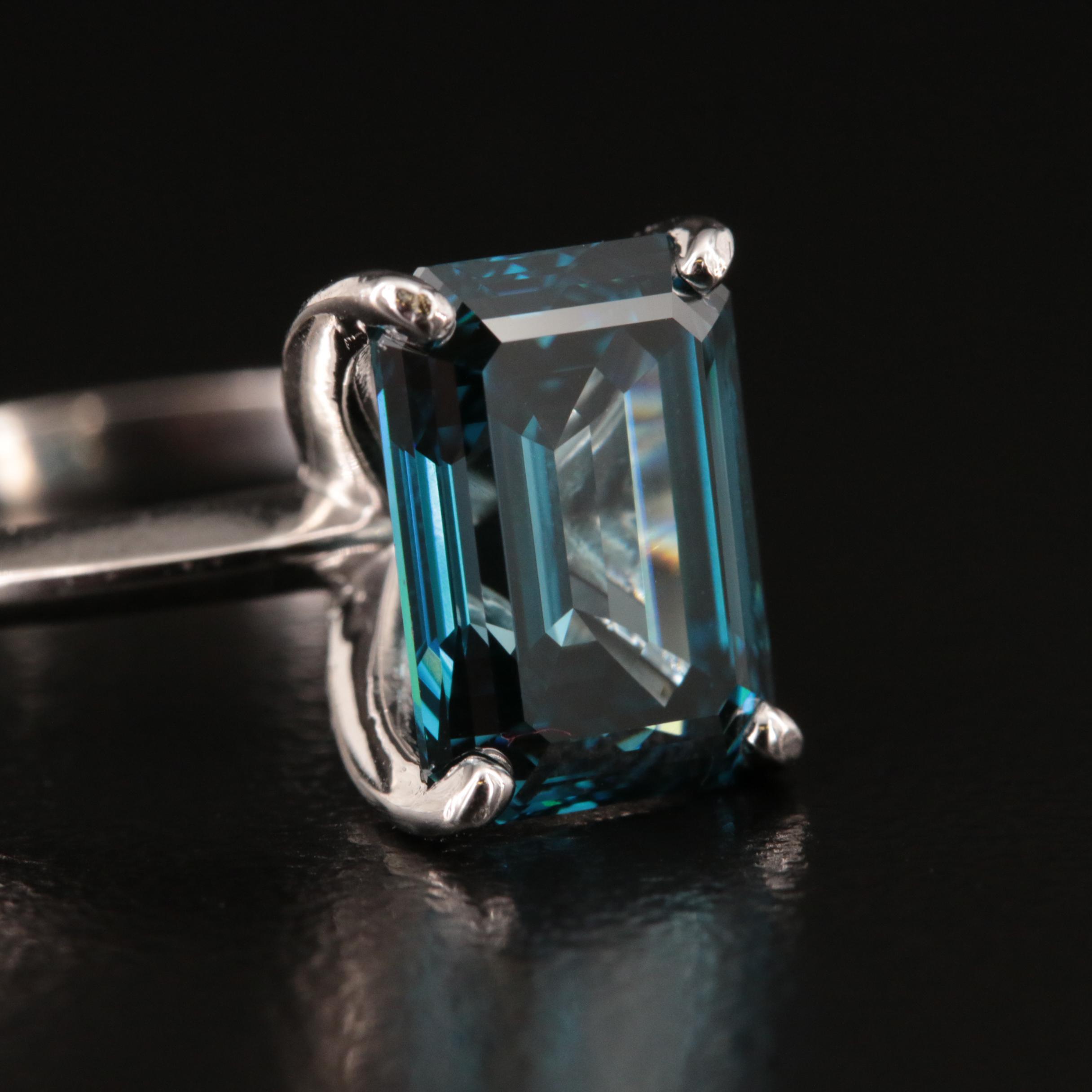 14K 3.05 CT Fancy Blue Diamond Solitaire Ring