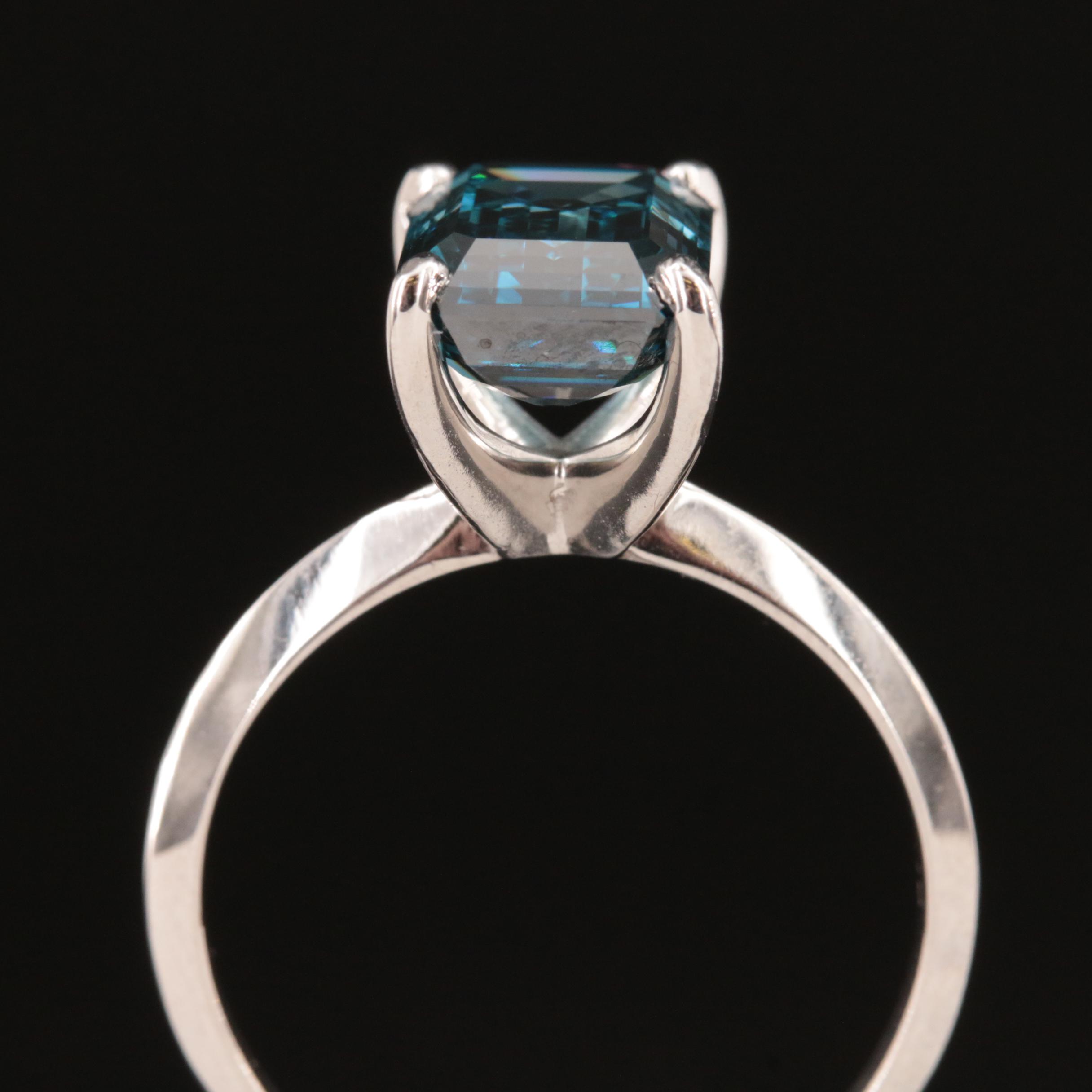 14K 3.05 CT Fancy Blue Diamond Solitaire Ring
