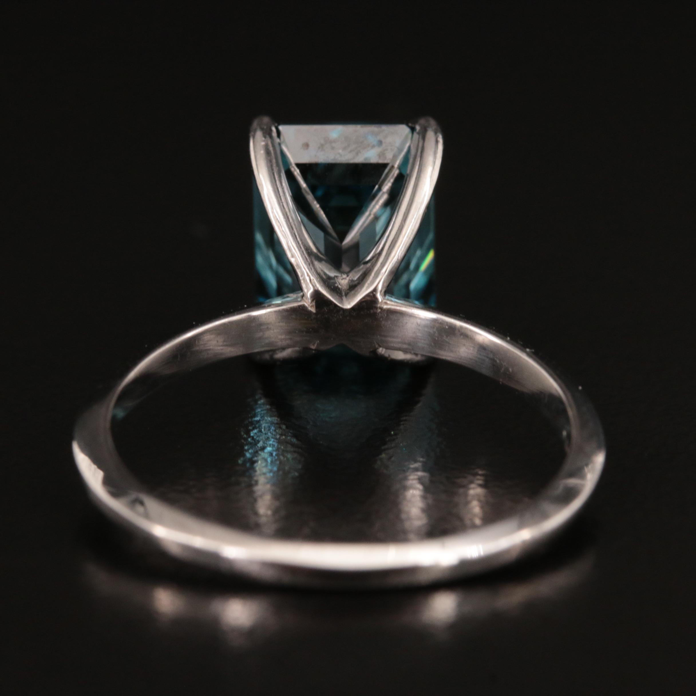 14K 3.05 CT Fancy Blue Diamond Solitaire Ring