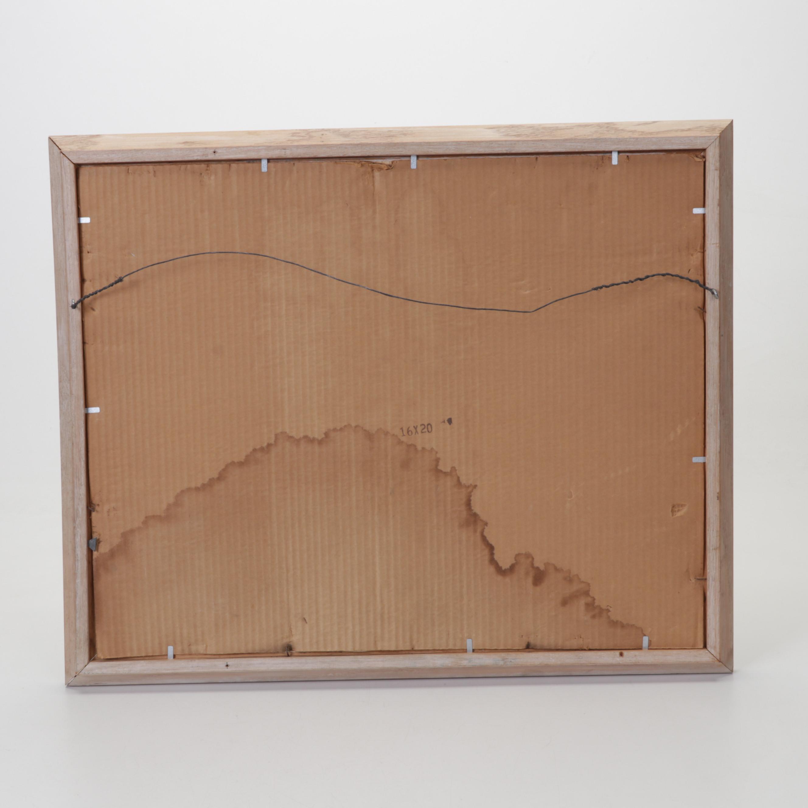 Martha E. Smith Folk Art Watercolor Painting of Clotheslines, 1958