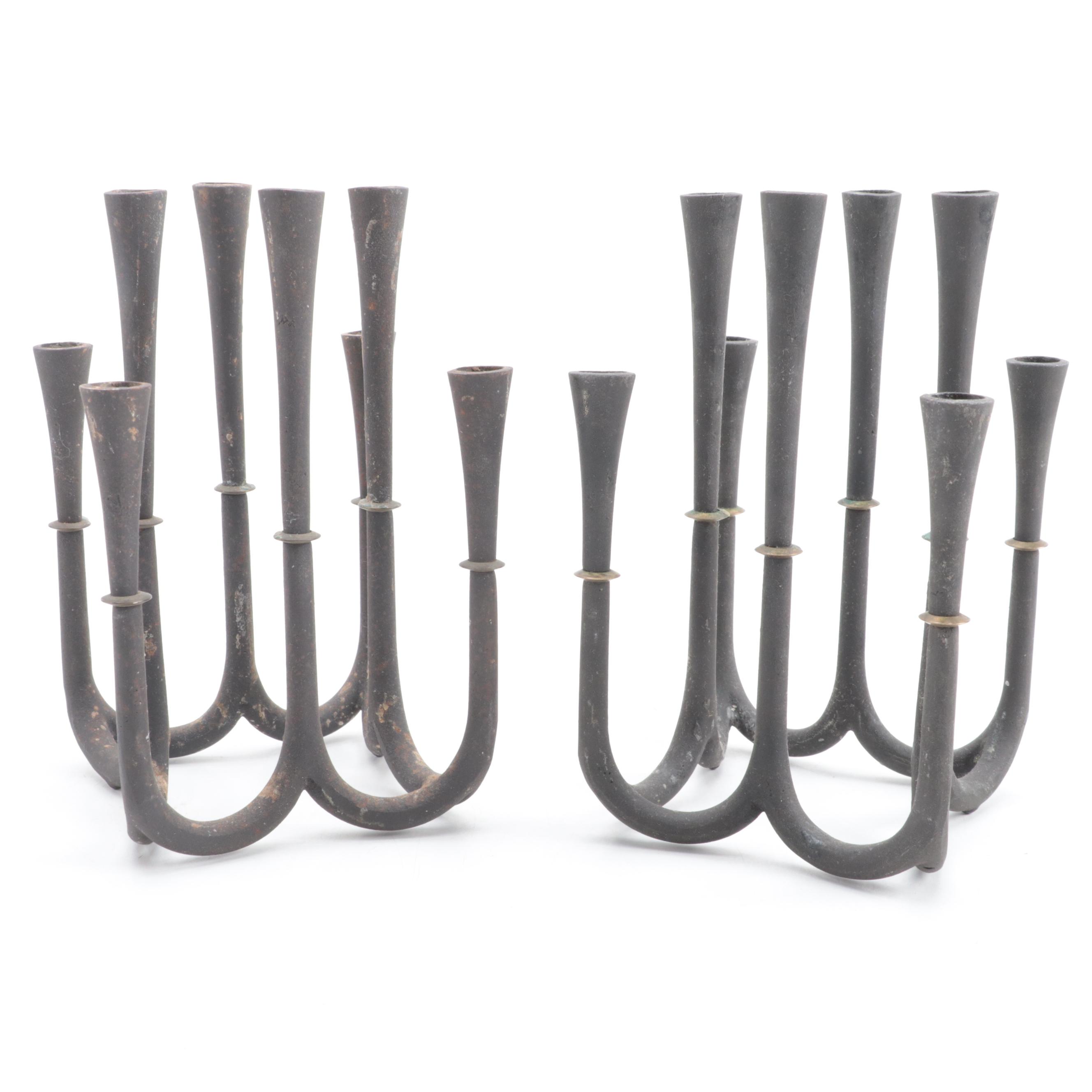 Dansk Danish Modern Style Metal Eight Light Candle Holders