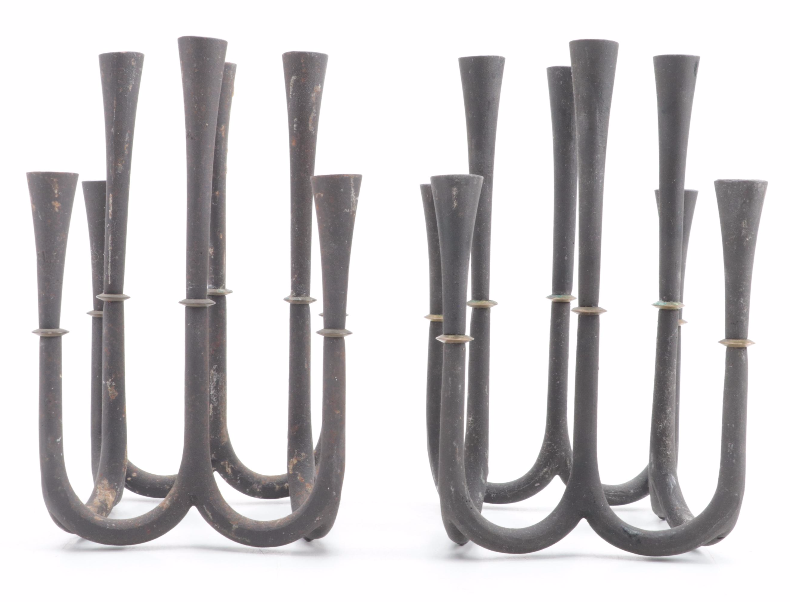 Dansk Danish Modern Style Metal Eight Light Candle Holders