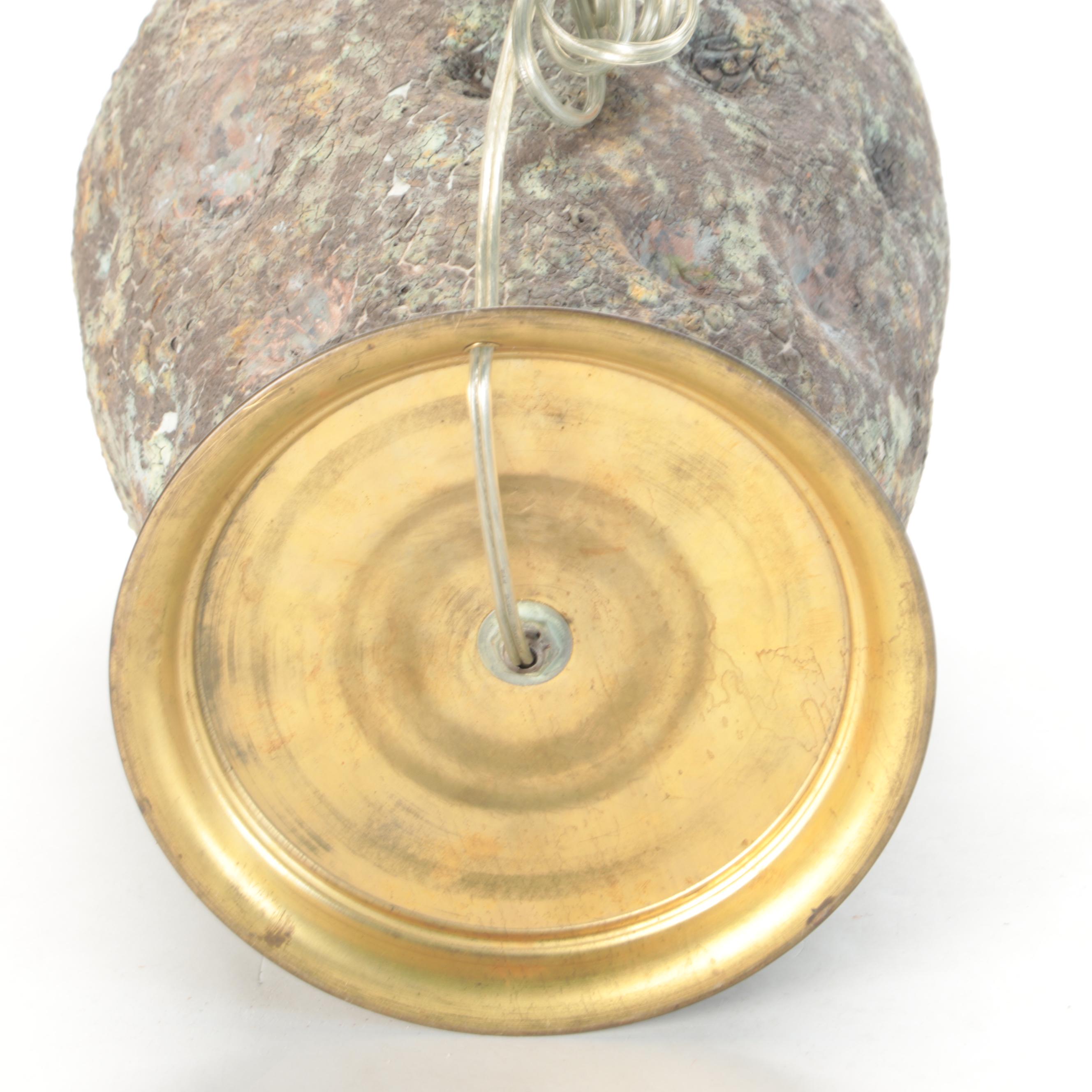 Textured Concrete Table Lamp with Drum Shade, Mid to Late 20th Century