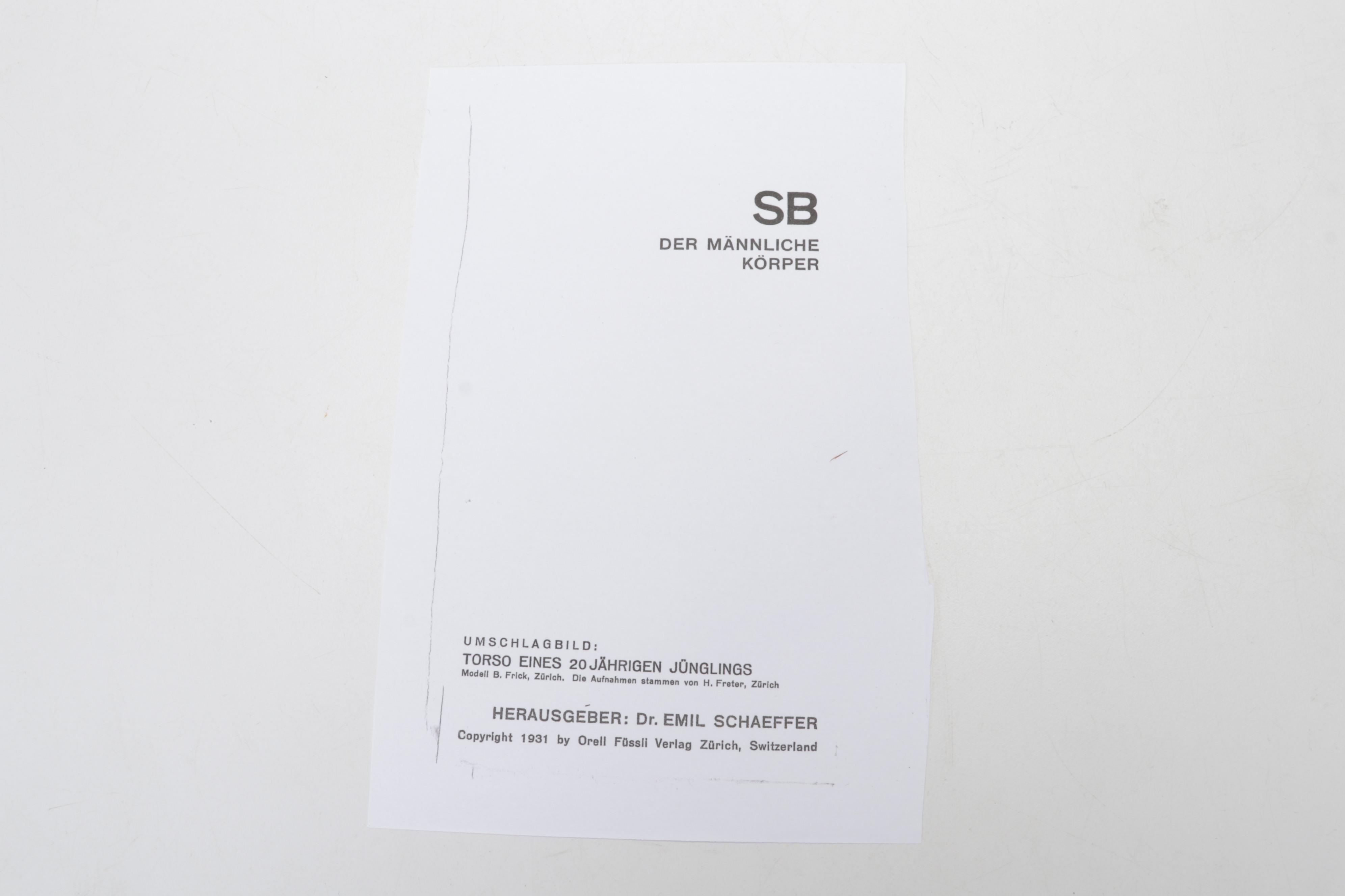 Eugen Matthias Male Nude Halftones From "SB: Der Männliche Körper," 1931