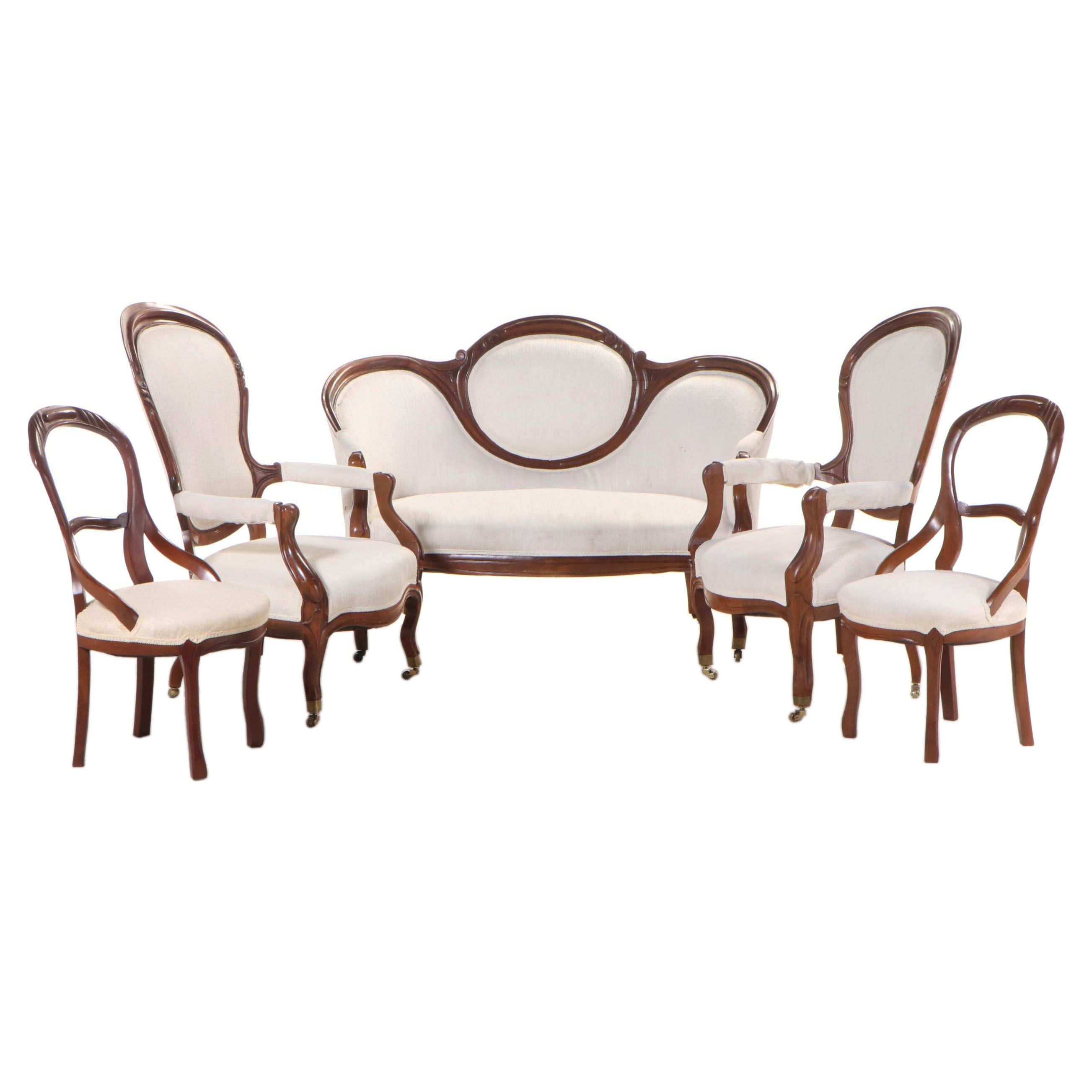 Five-Piece American Rococo Revival Parlor Suite, circa 1870