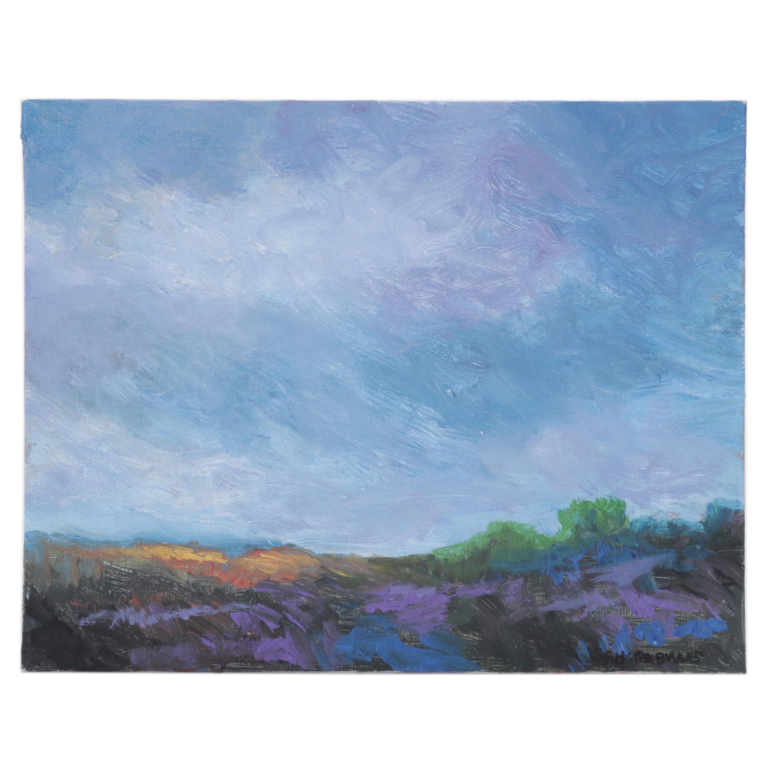 Sulmaz H. Radvand Pastoral Landscape Oil Painting, 2022