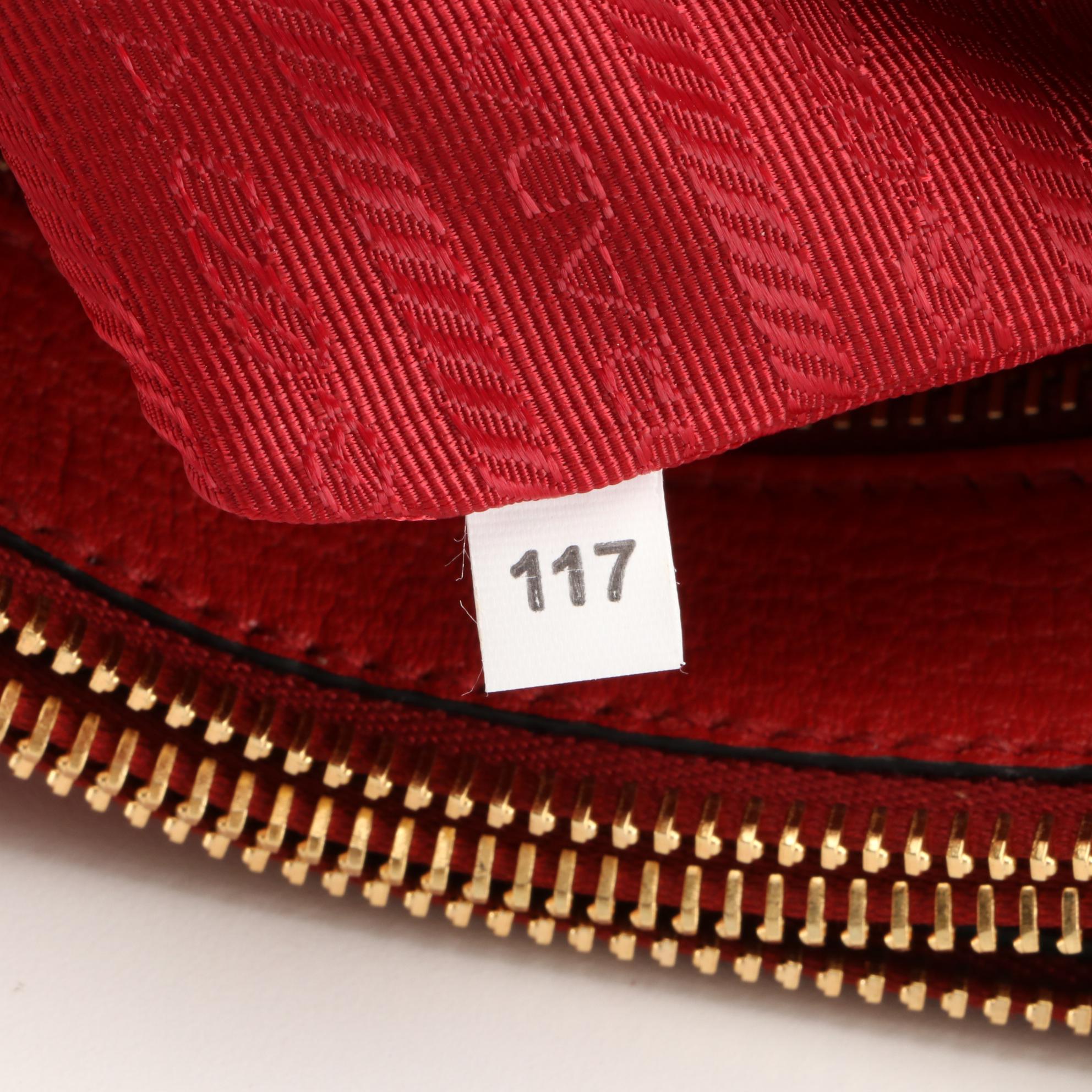 Prada Vitello Daino Crossbody in Red Grained Leather