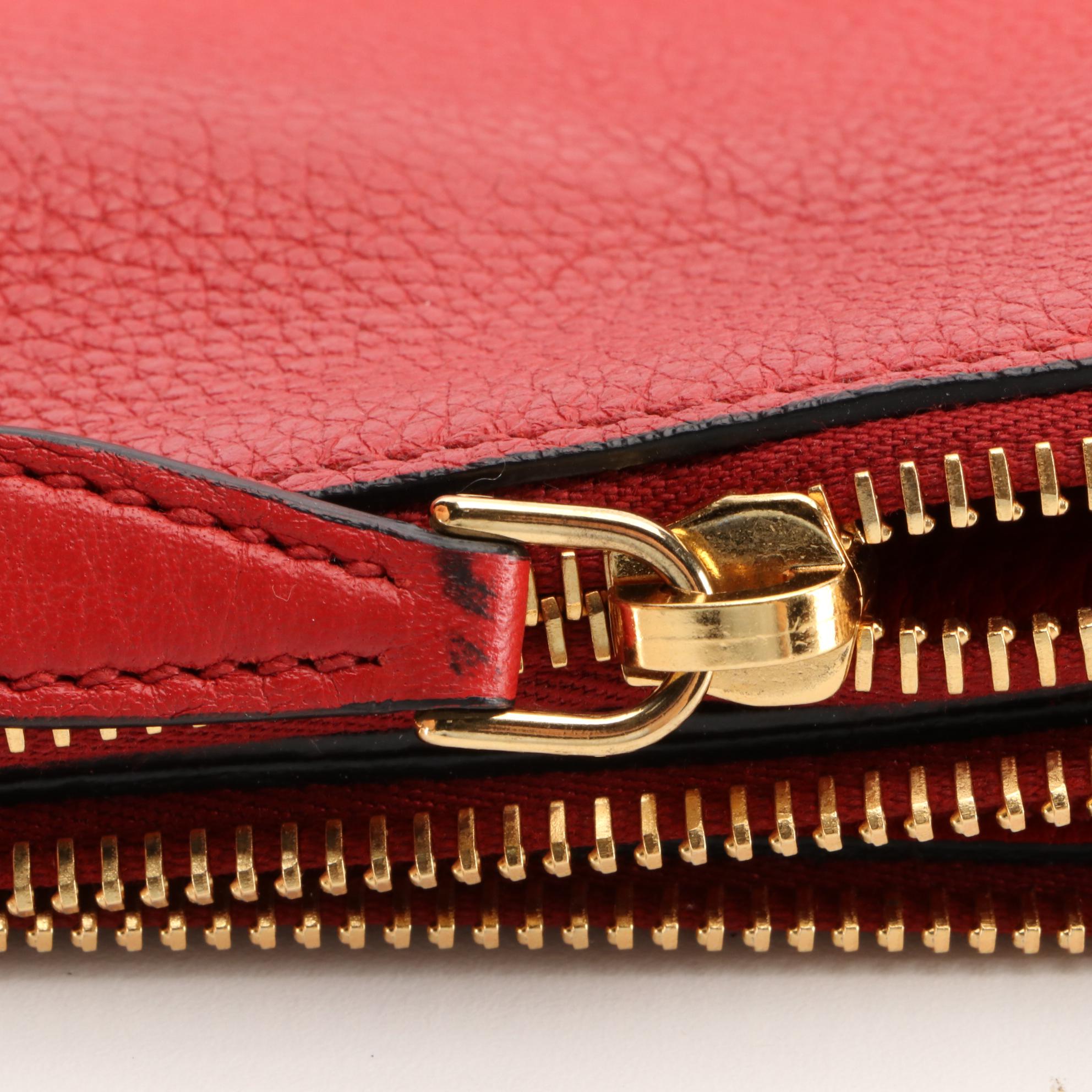 Prada Vitello Daino Crossbody in Red Grained Leather