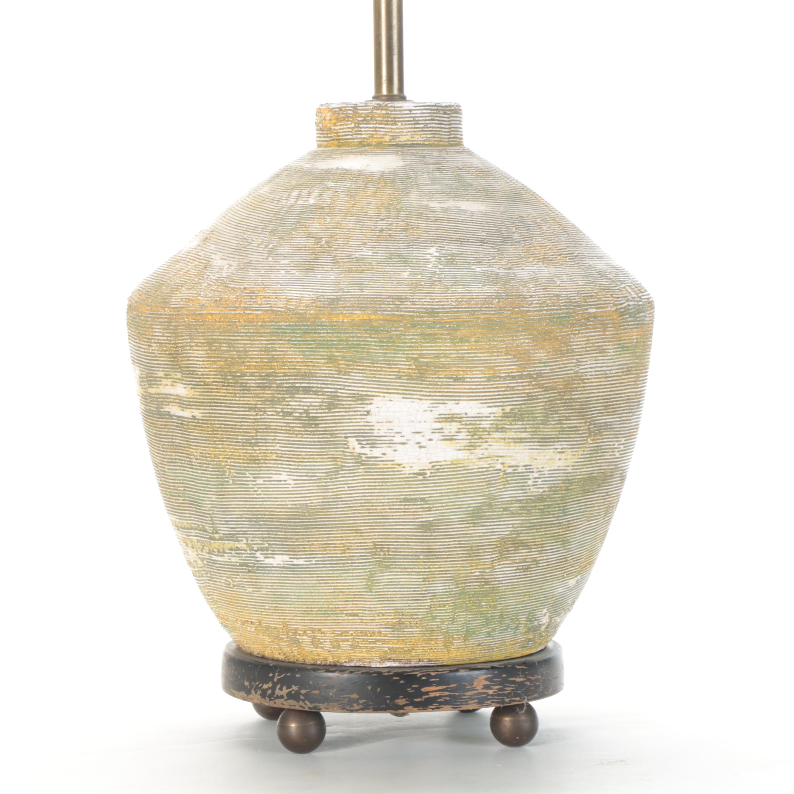 Grooved Concrete Table Lamp, Late 20th Century
