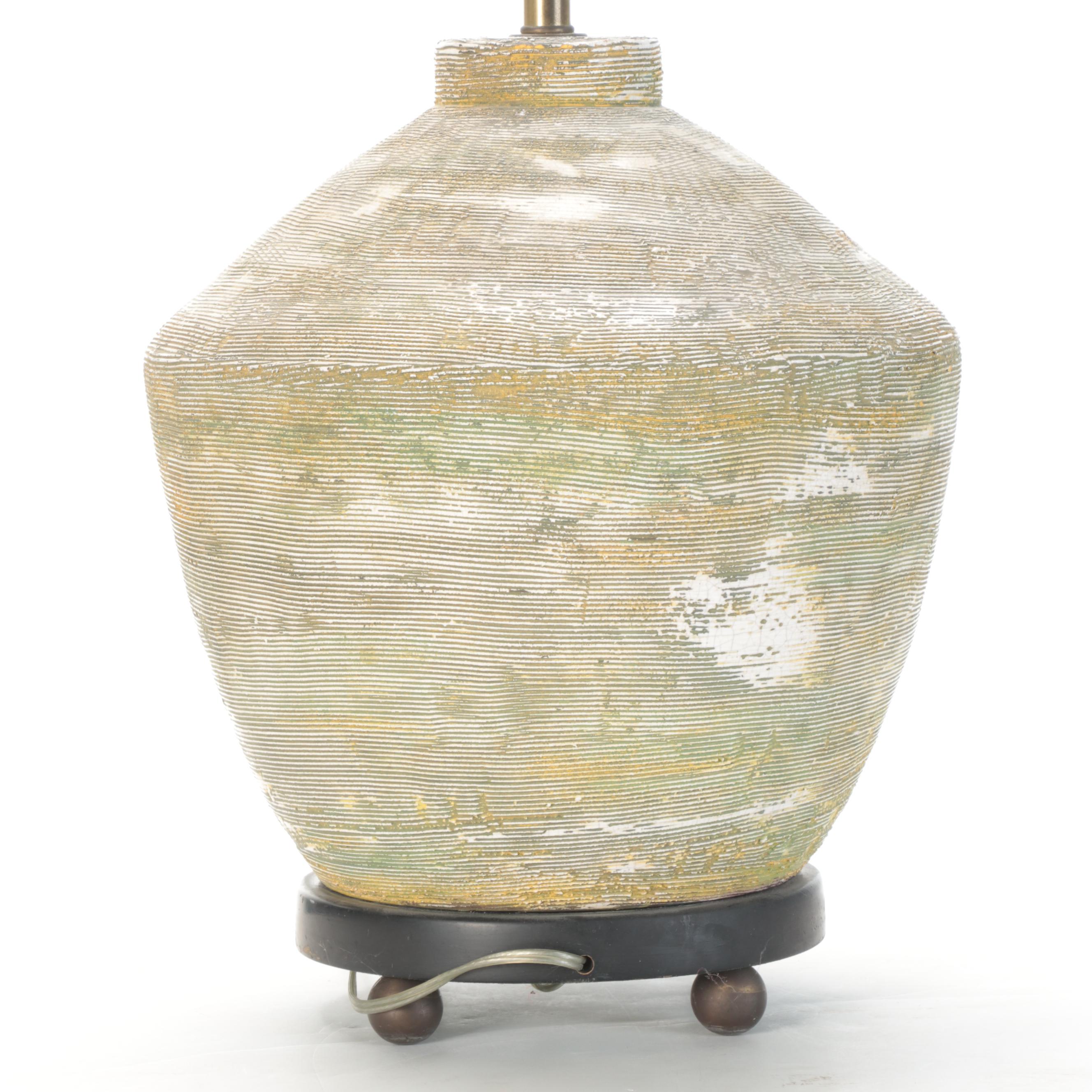 Grooved Concrete Table Lamp, Late 20th Century