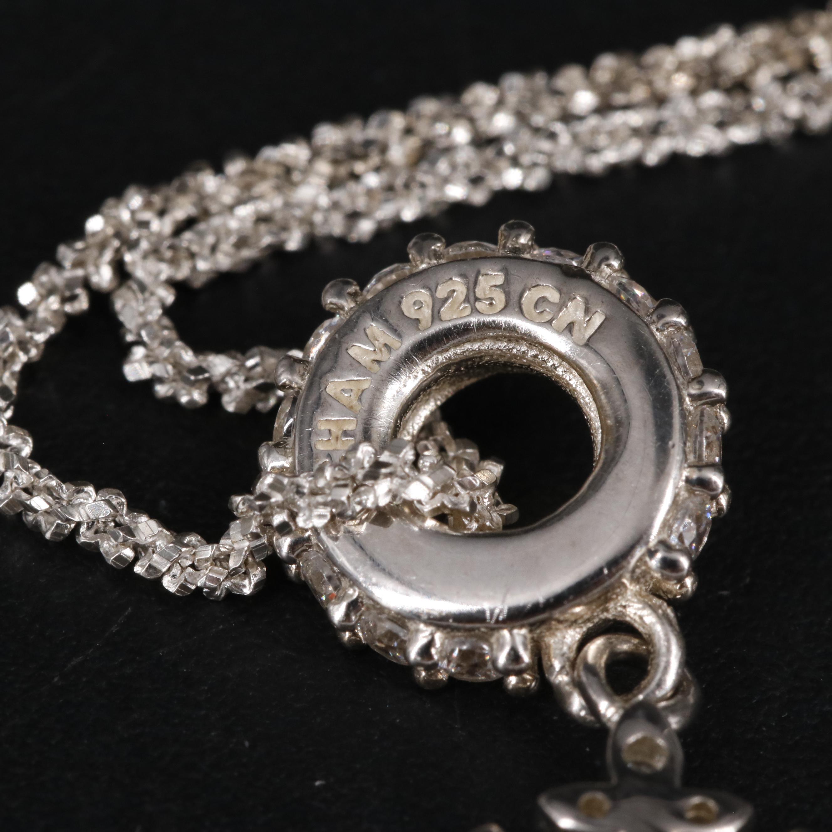 Sterling Cubic Zirconia Stud Earrings and Snowflake Pendant Necklace Set