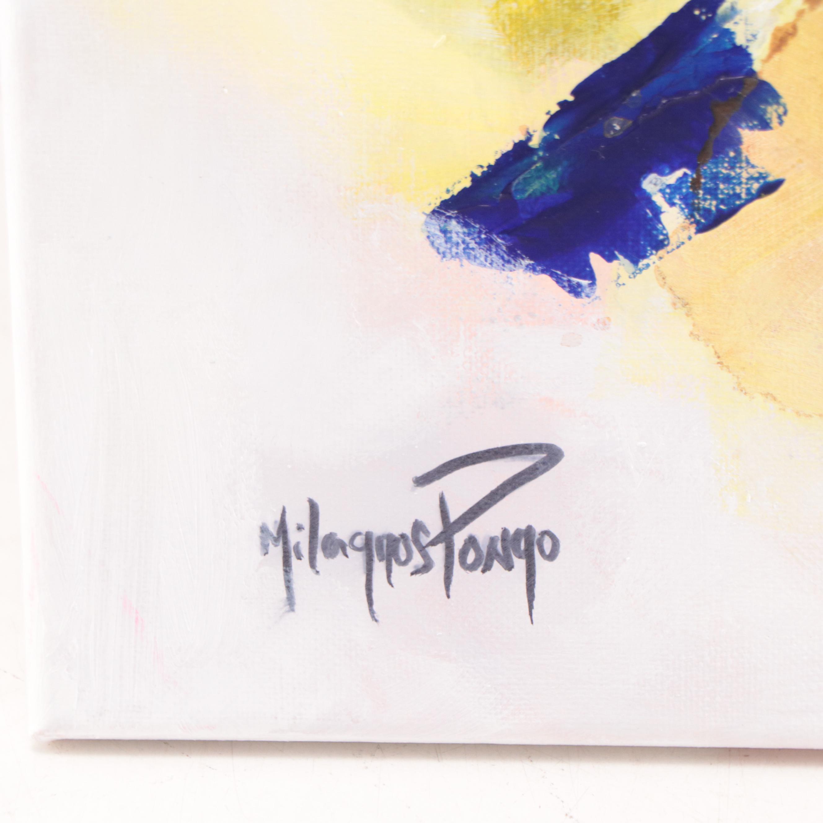 Milagros Pongo Abstract Mixed Media Painting "Etro III" 21st Century