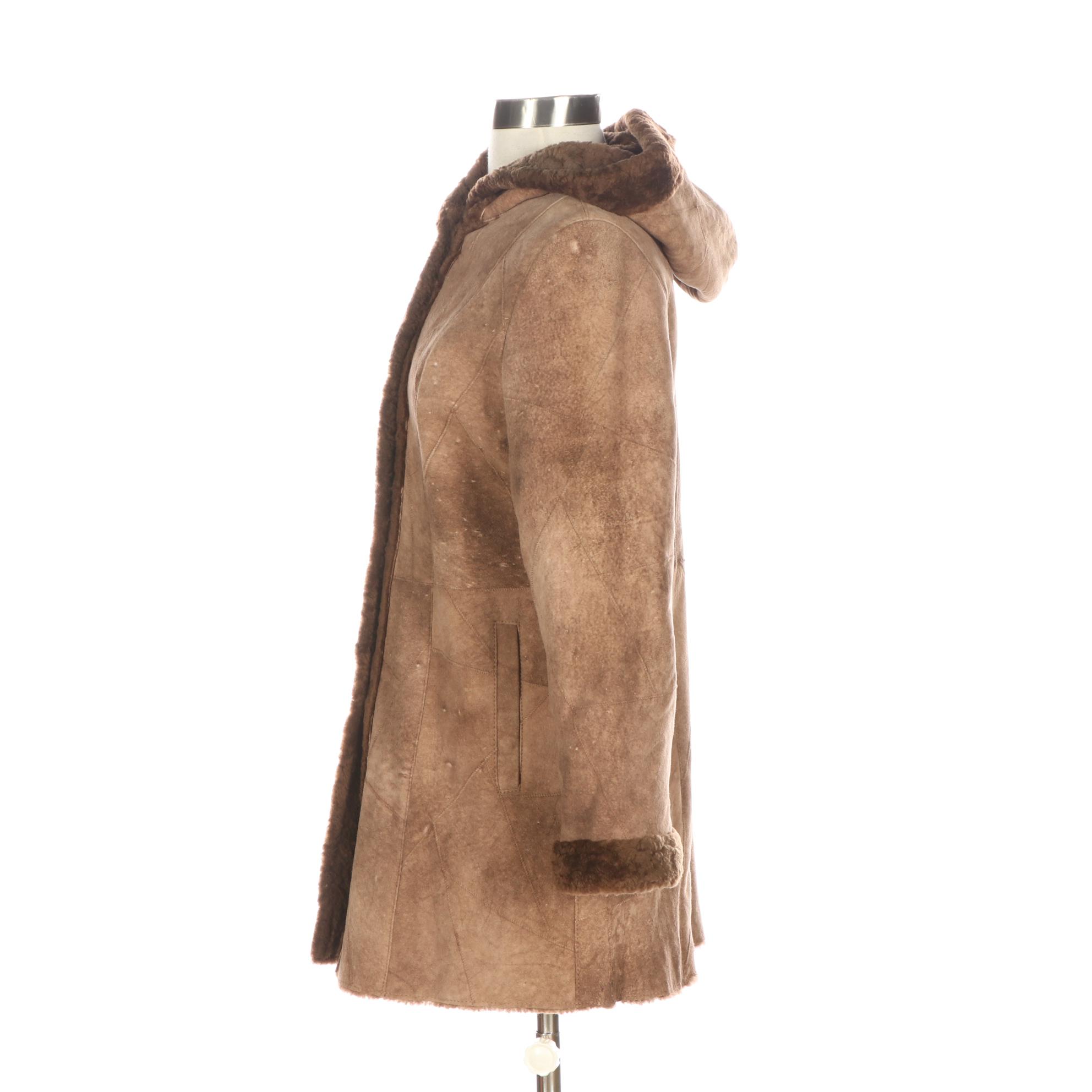 Balmain Hooded Shearling Coat