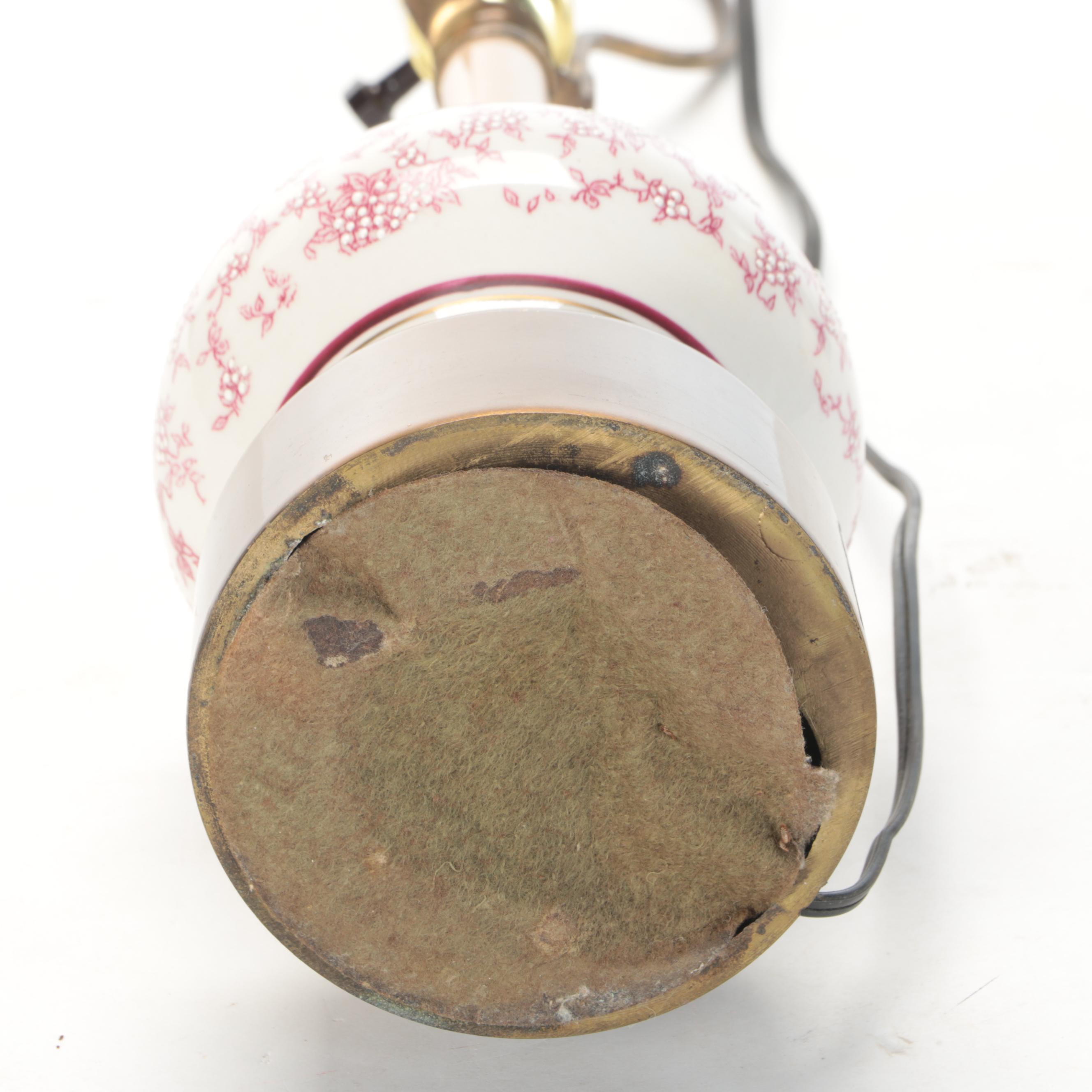 Red and Ivory Ceramic and Metal Table Lamp, Mid to Late 20th Century