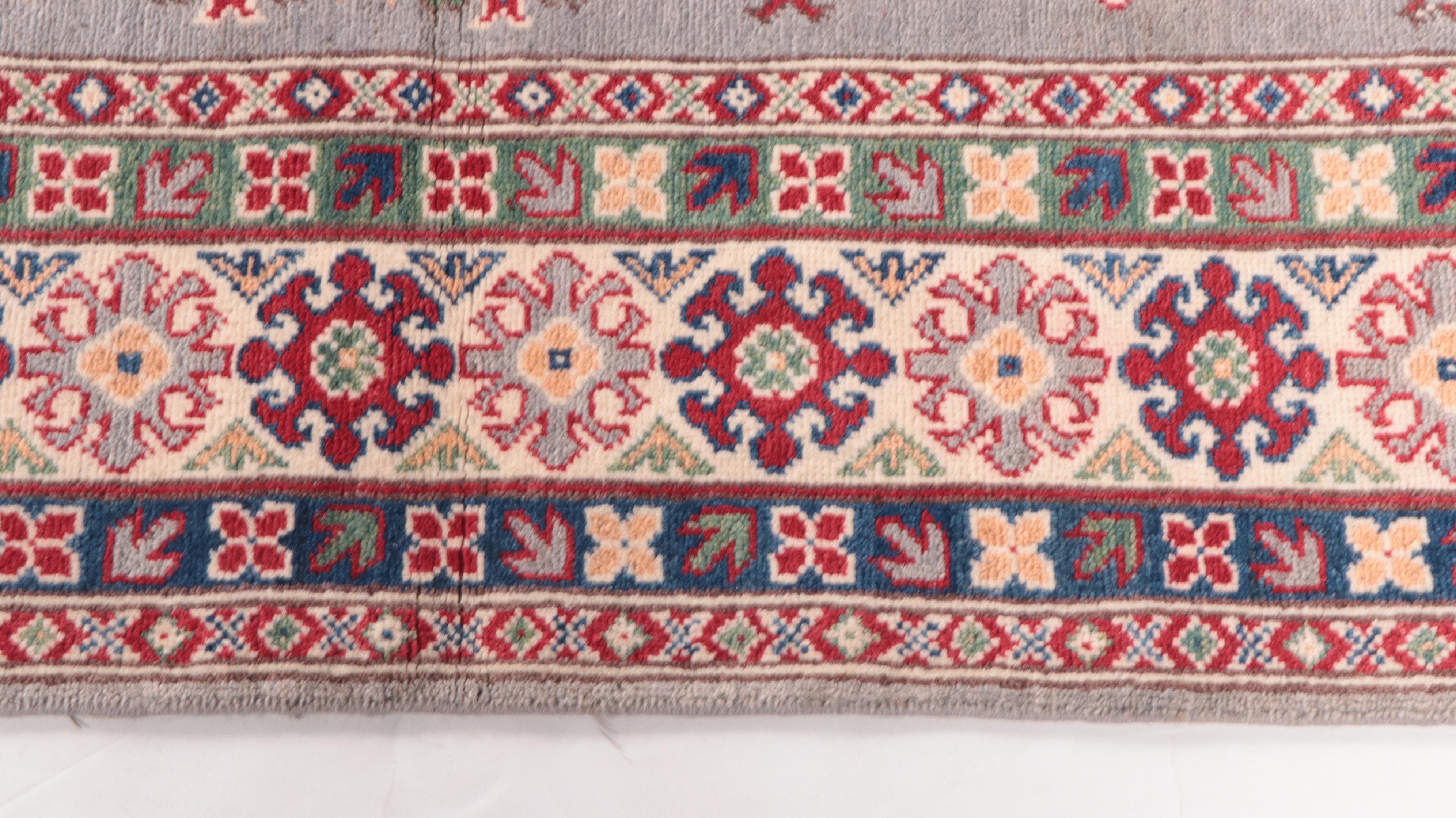 4'11 x 6'8 Hand-Knotted Afghan Kazak Area Rug