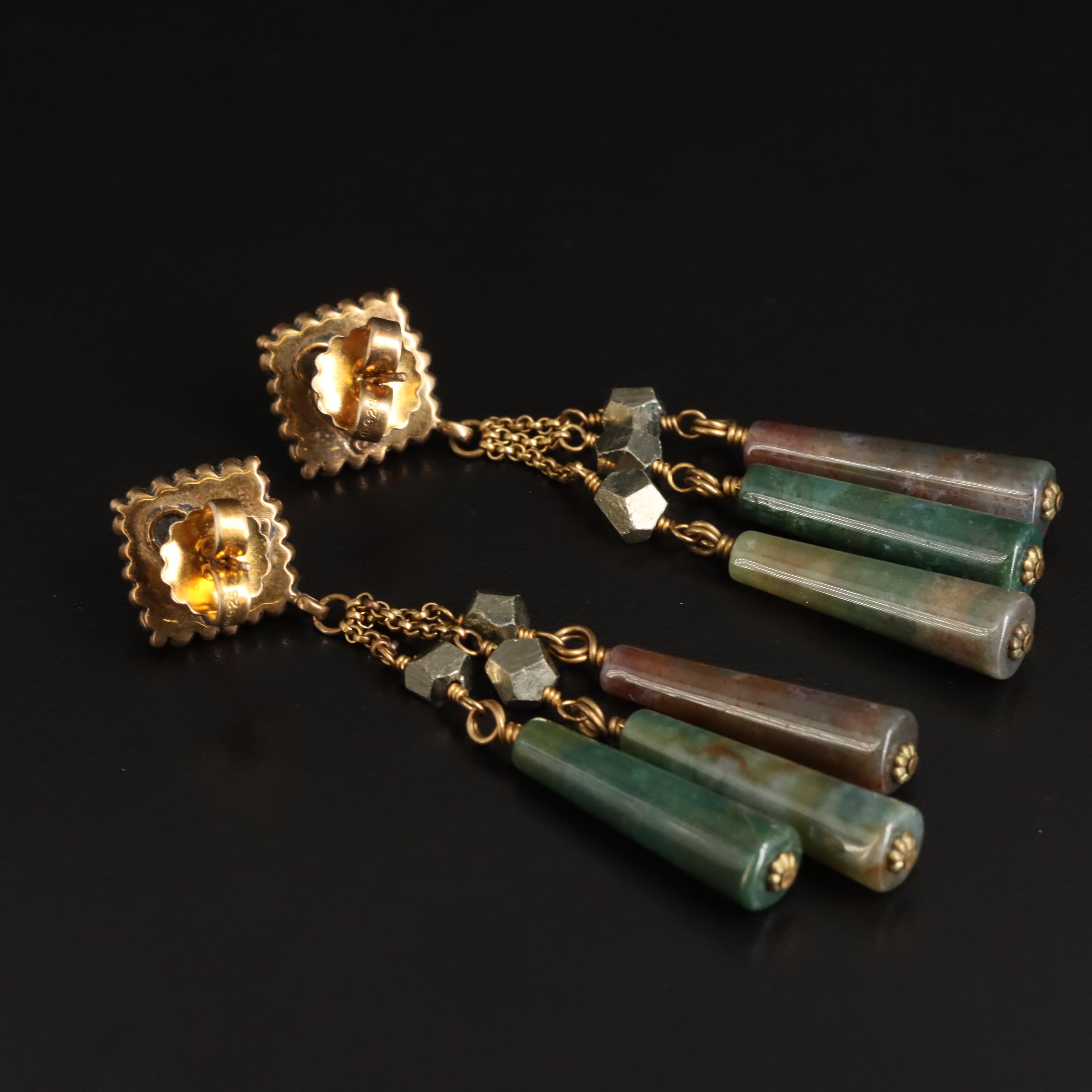 Stephen Dweck Agate, Pyrite and Pearl Earrings