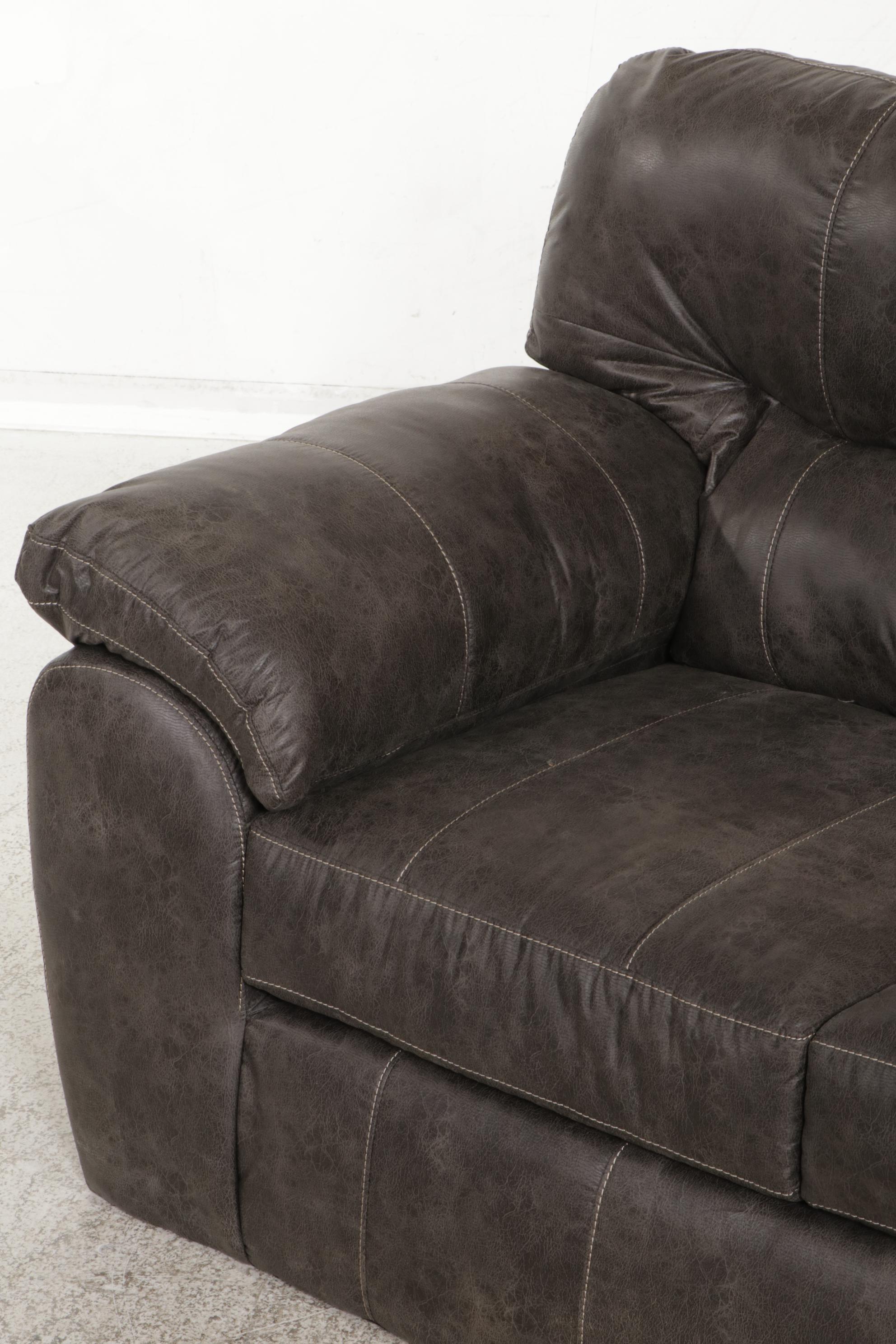 Peak Living Faux Leather Upholstered Pillow Arm Loveseat, 21st Century