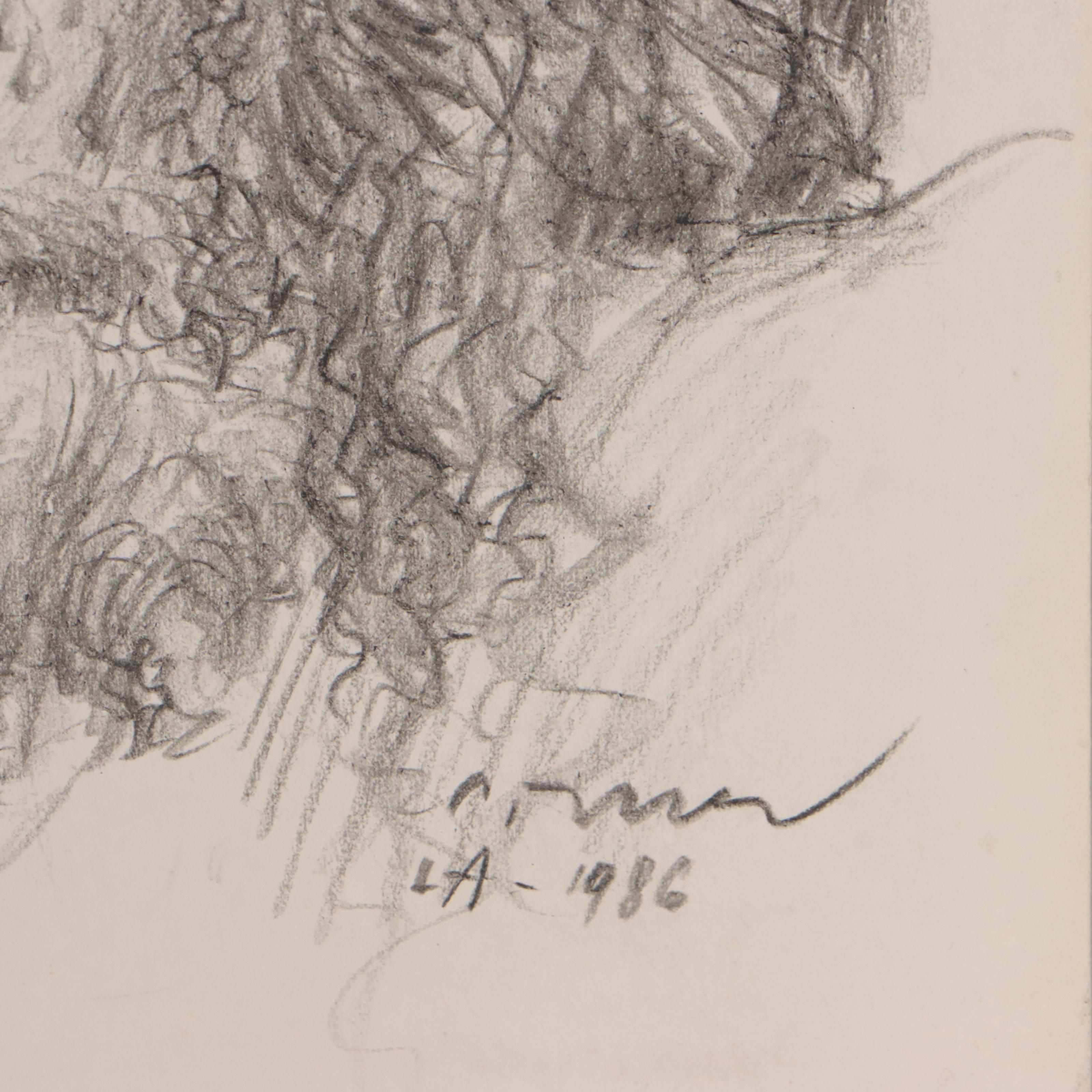 Black Crayon Drawings of Portraits of Christ, 1986