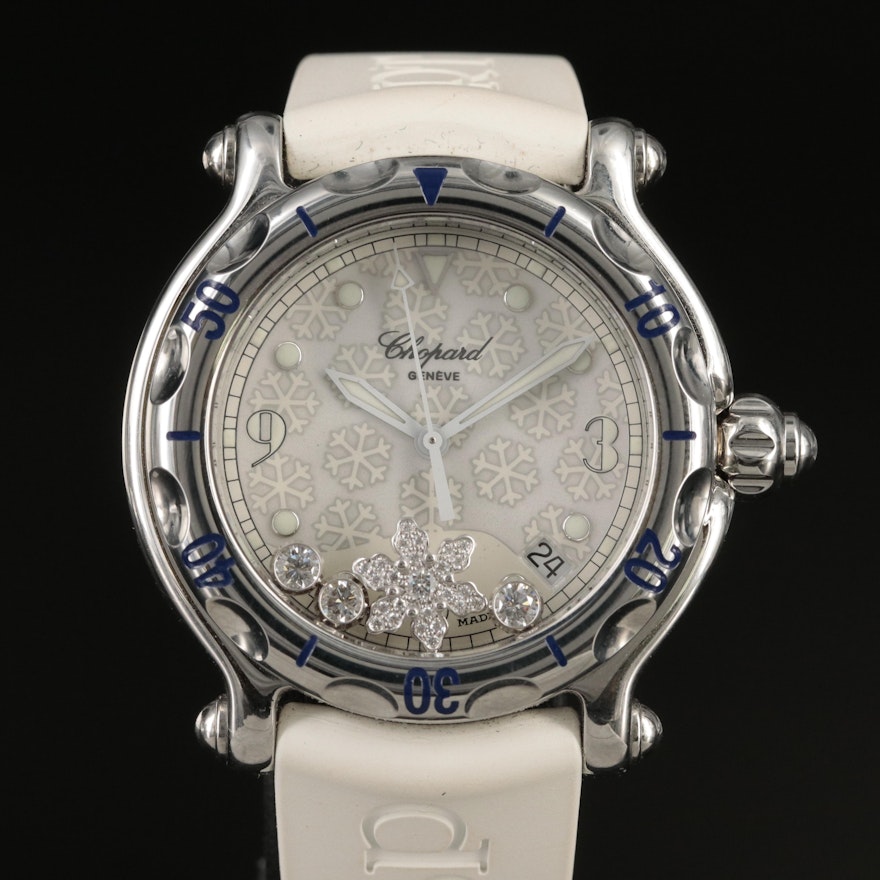 Chopard "Happy Sport" Floating Diamonds Snowflake Wristwatch