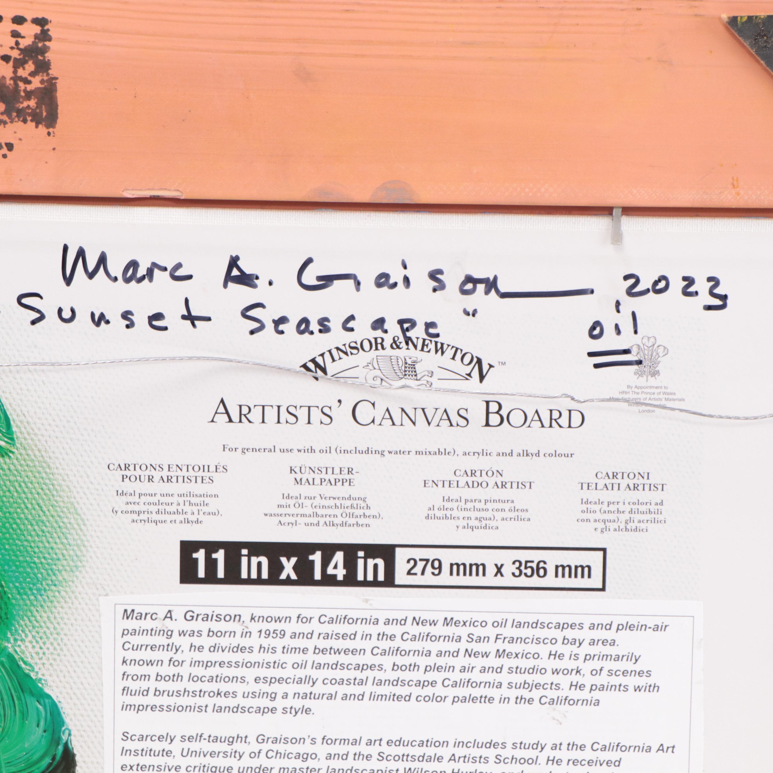 Marc A. Graison Oil Painting "Sunset Seascape," 2023