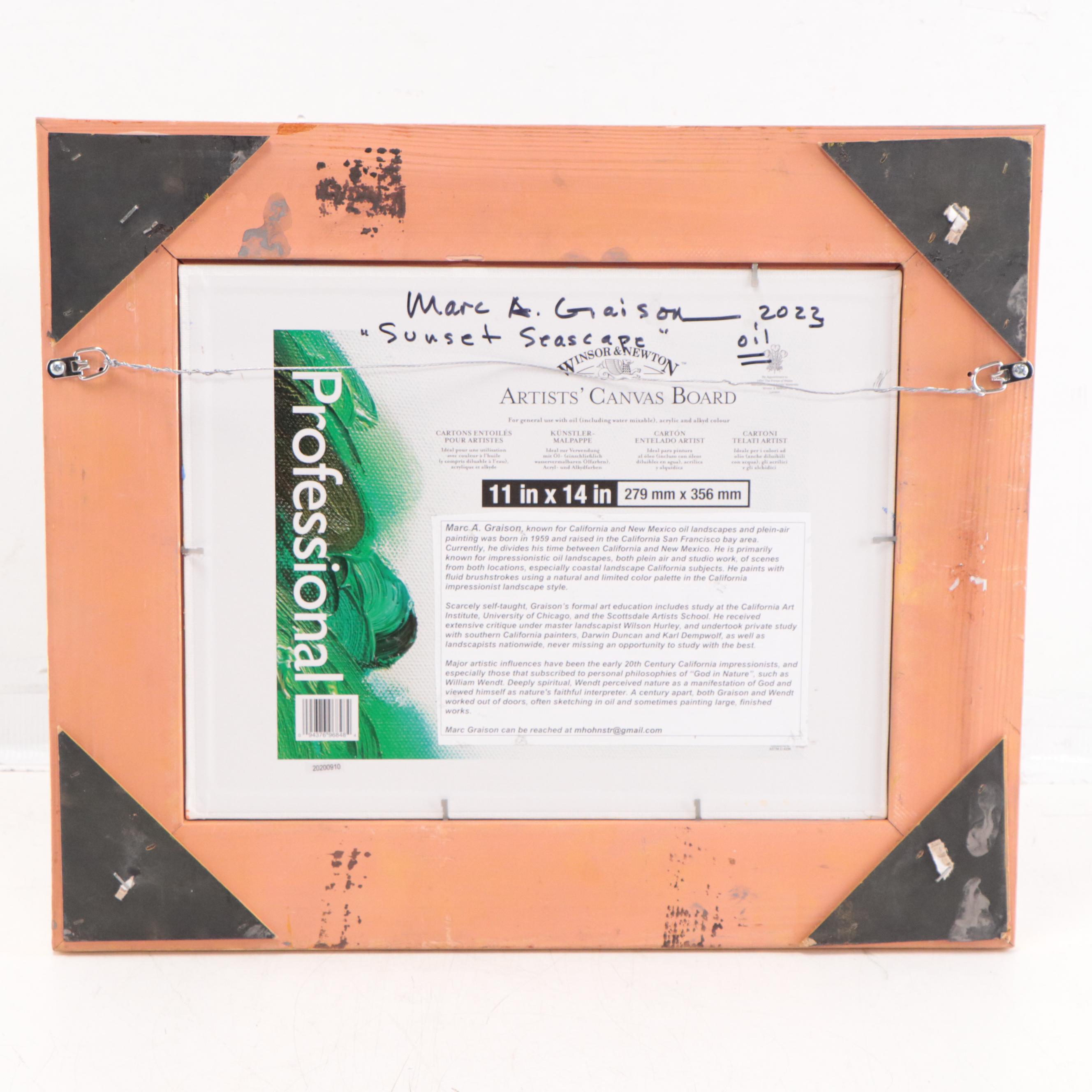 Marc A. Graison Oil Painting "Sunset Seascape," 2023