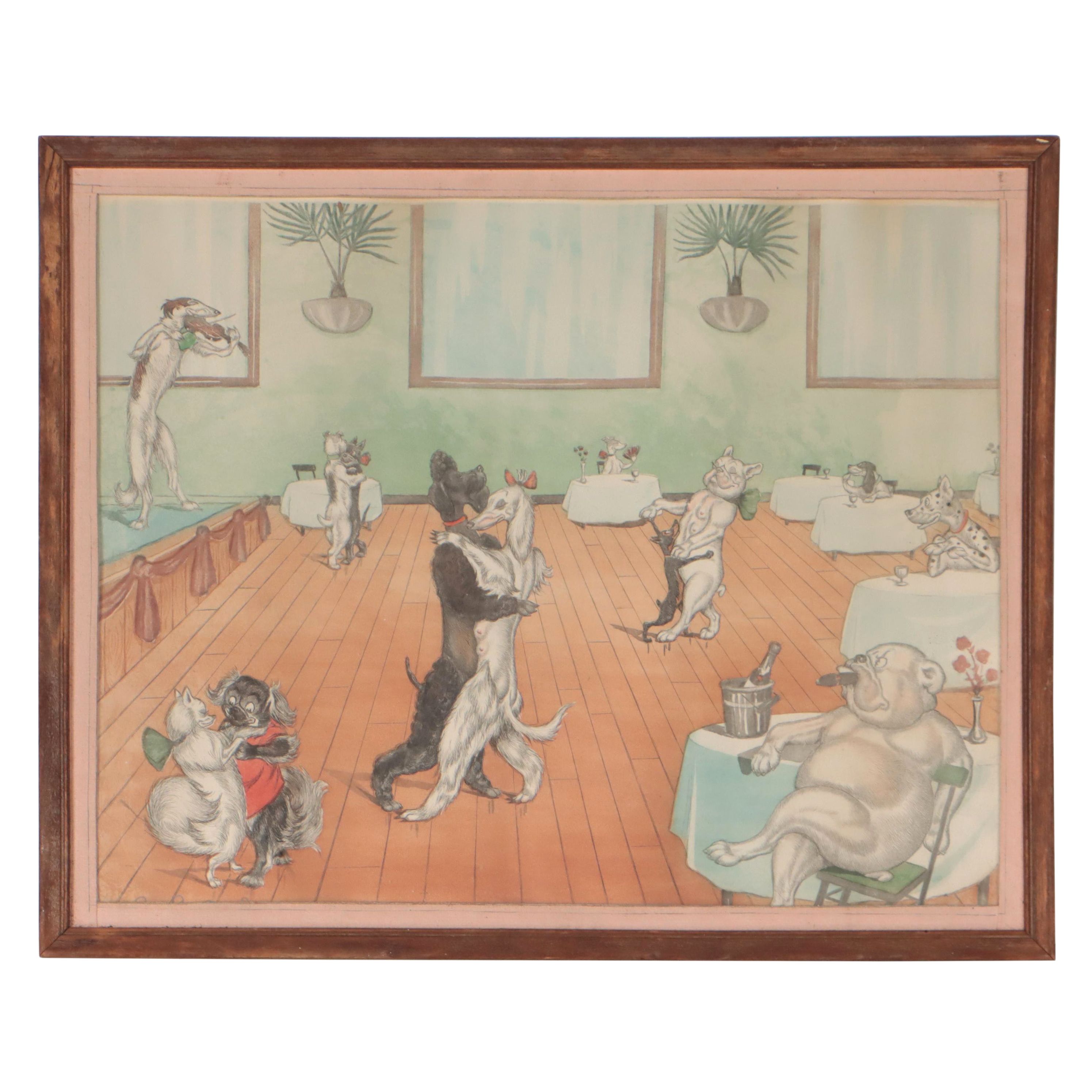Boris O'Klein Etching "Ballroom Dancing"