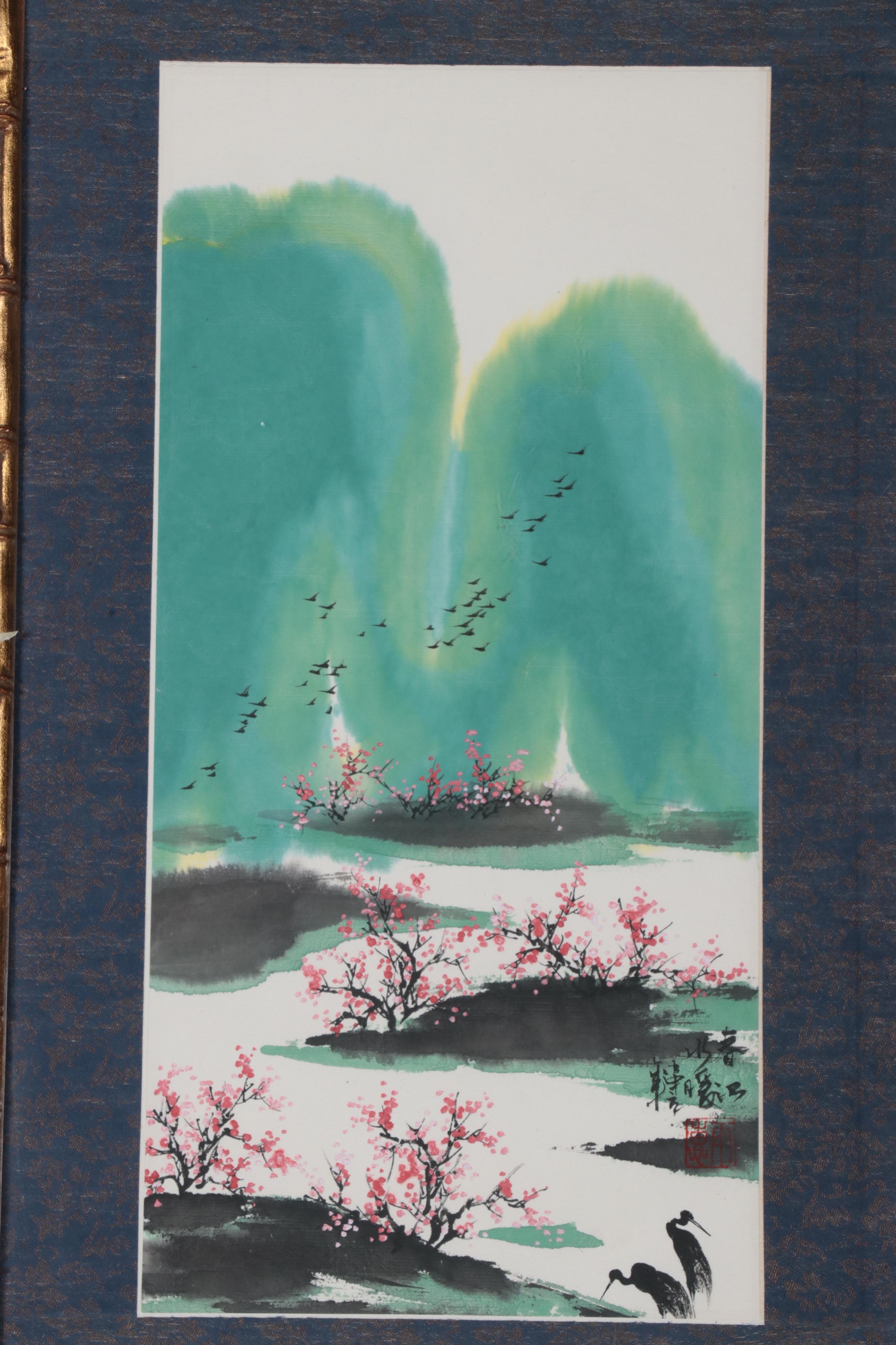 East Asian Landscape Gouache Paintings