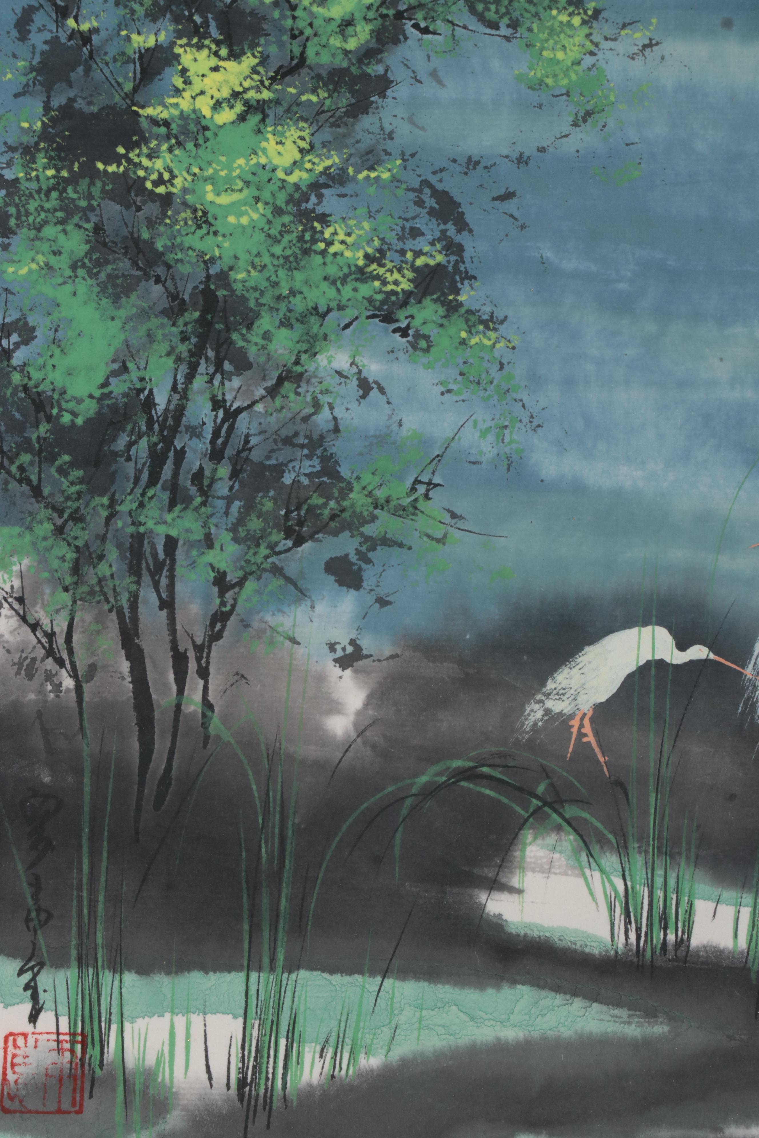 East Asian Landscape Gouache Paintings