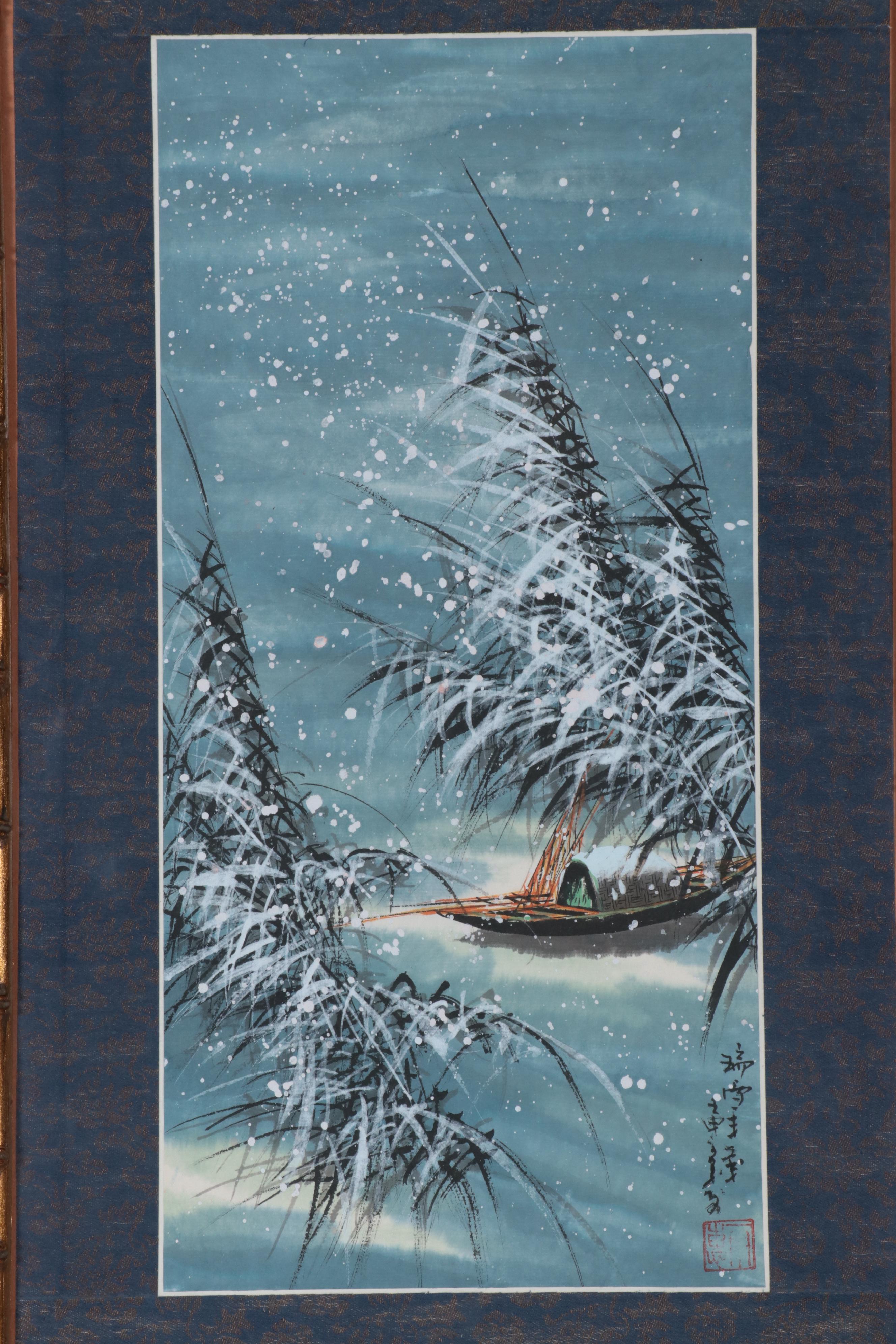 East Asian Landscape Gouache Paintings