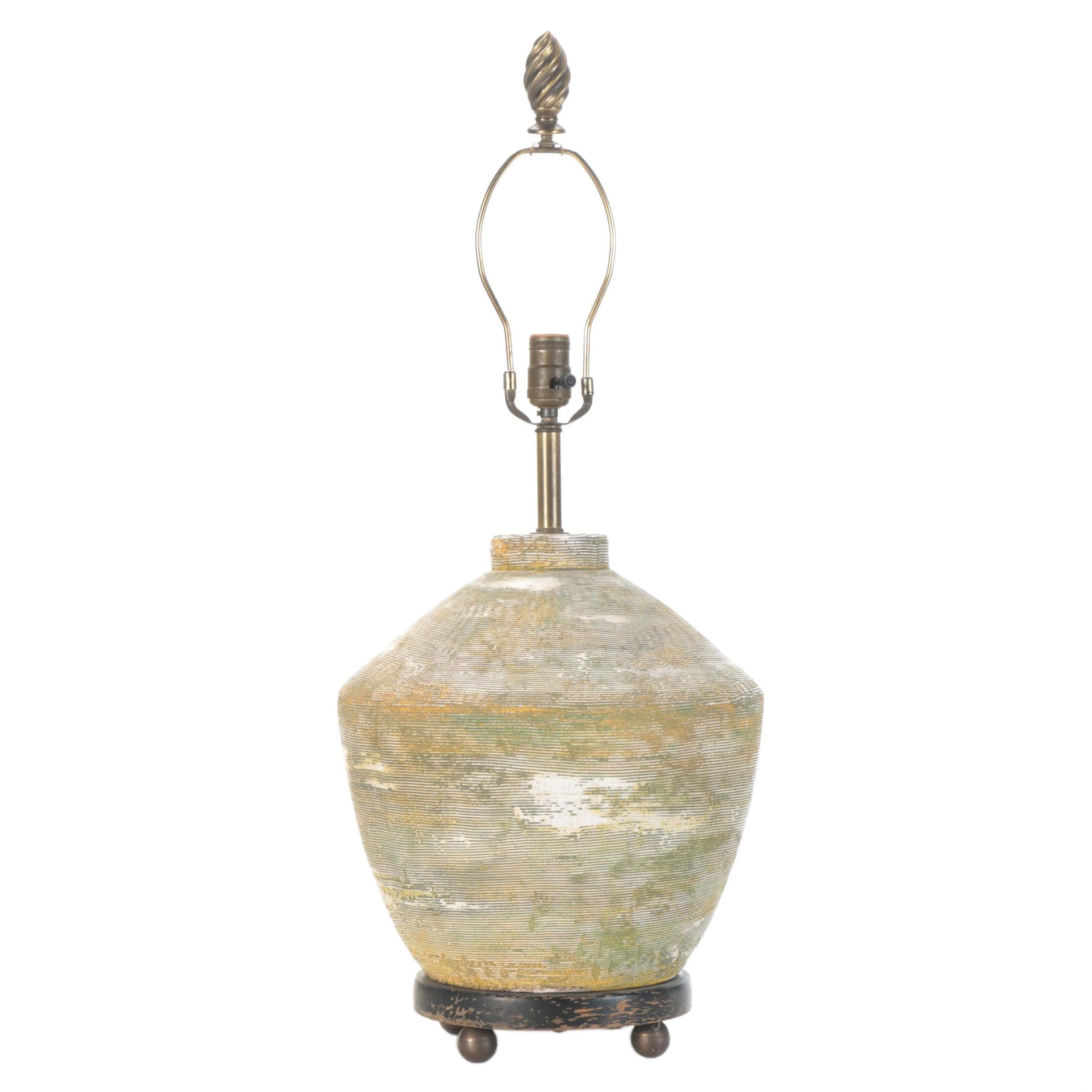 Grooved Concrete Table Lamp, Late 20th Century