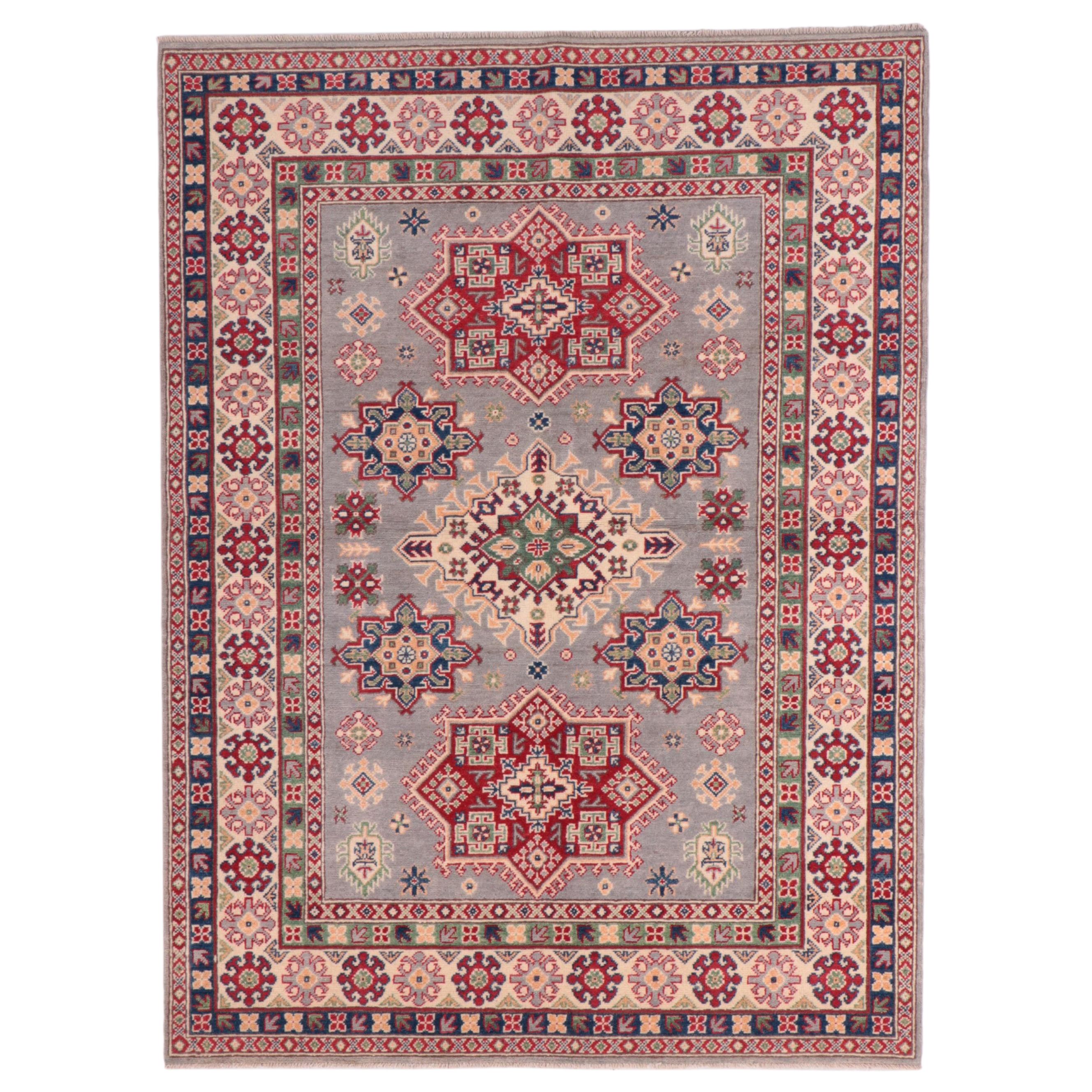 4'11 x 6'8 Hand-Knotted Afghan Kazak Area Rug
