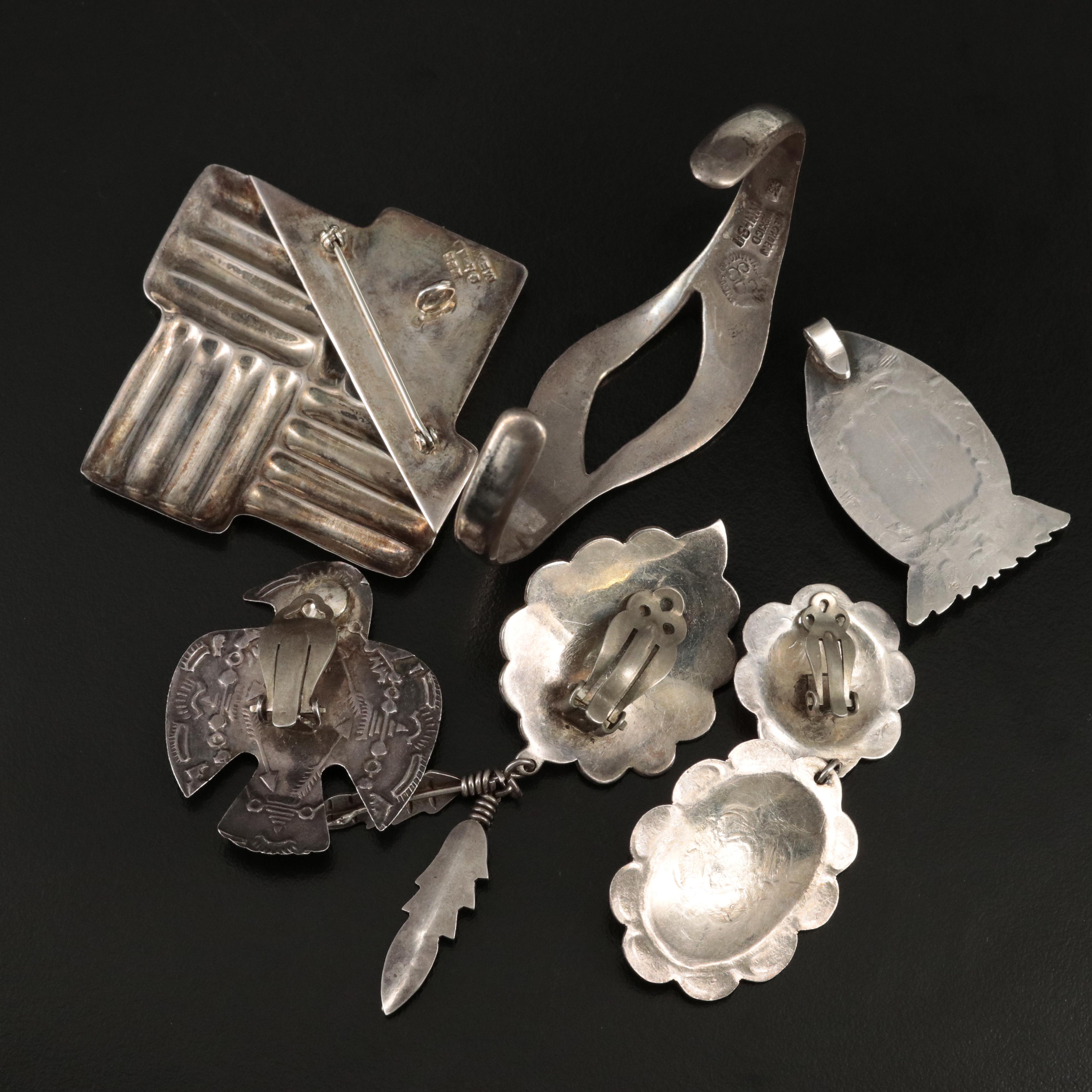 Sterling Grouping Including Los Ballesteros Bracelet, Mexican and Gemstones