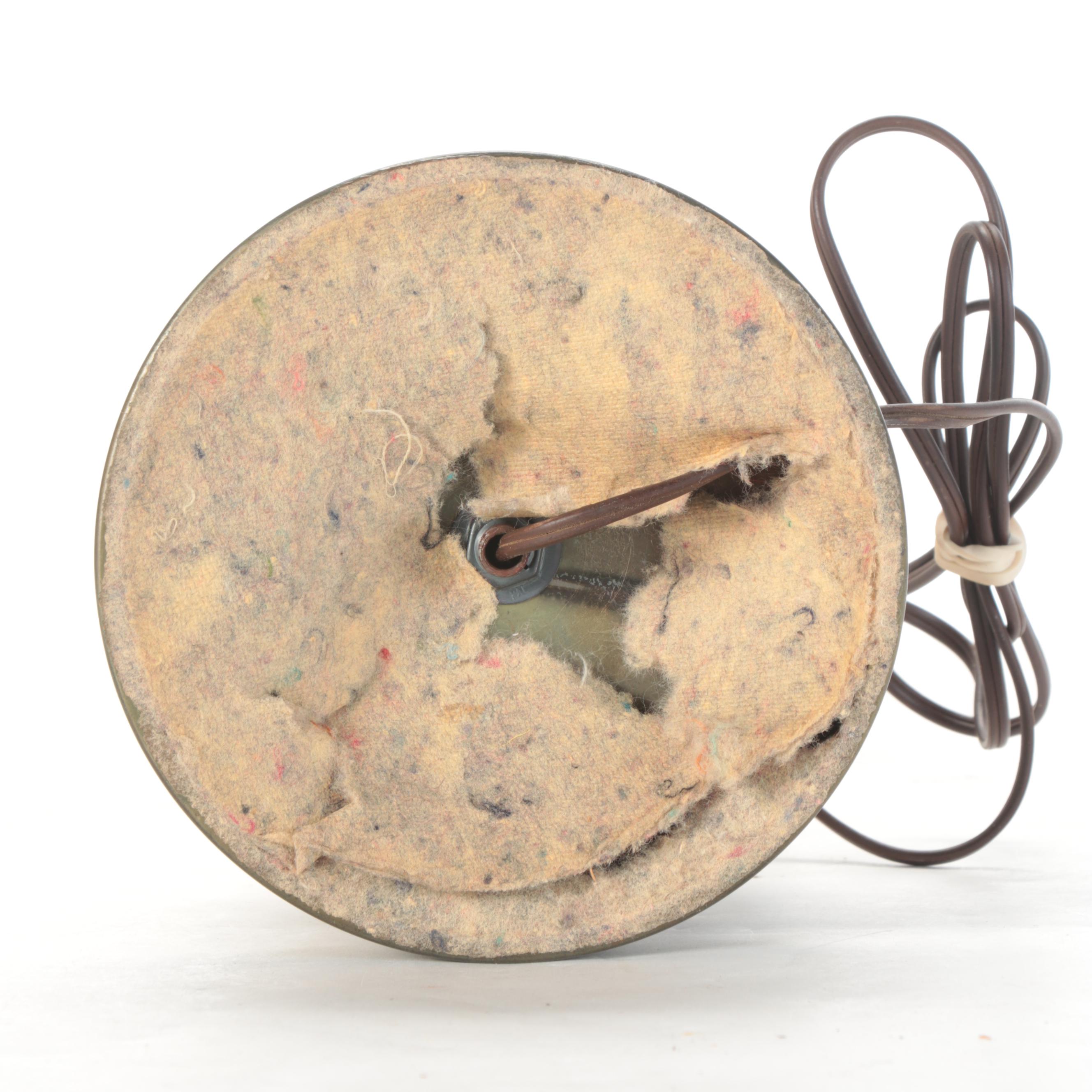 Transfer Decorated Glass and Brass Table Lamp, Mid to Late 20th Century