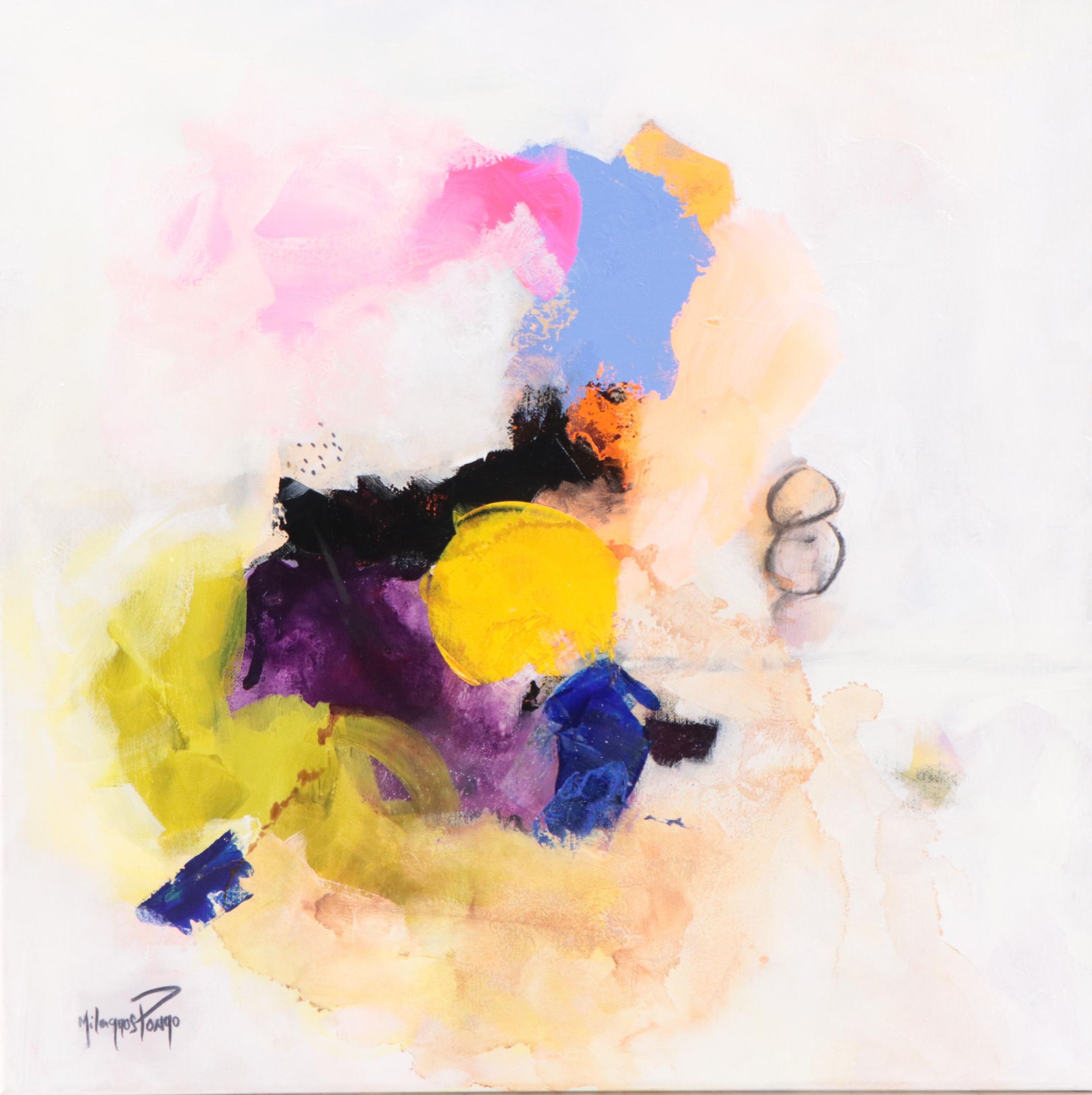 Milagros Pongo Abstract Mixed Media Painting "Etro III" 21st Century