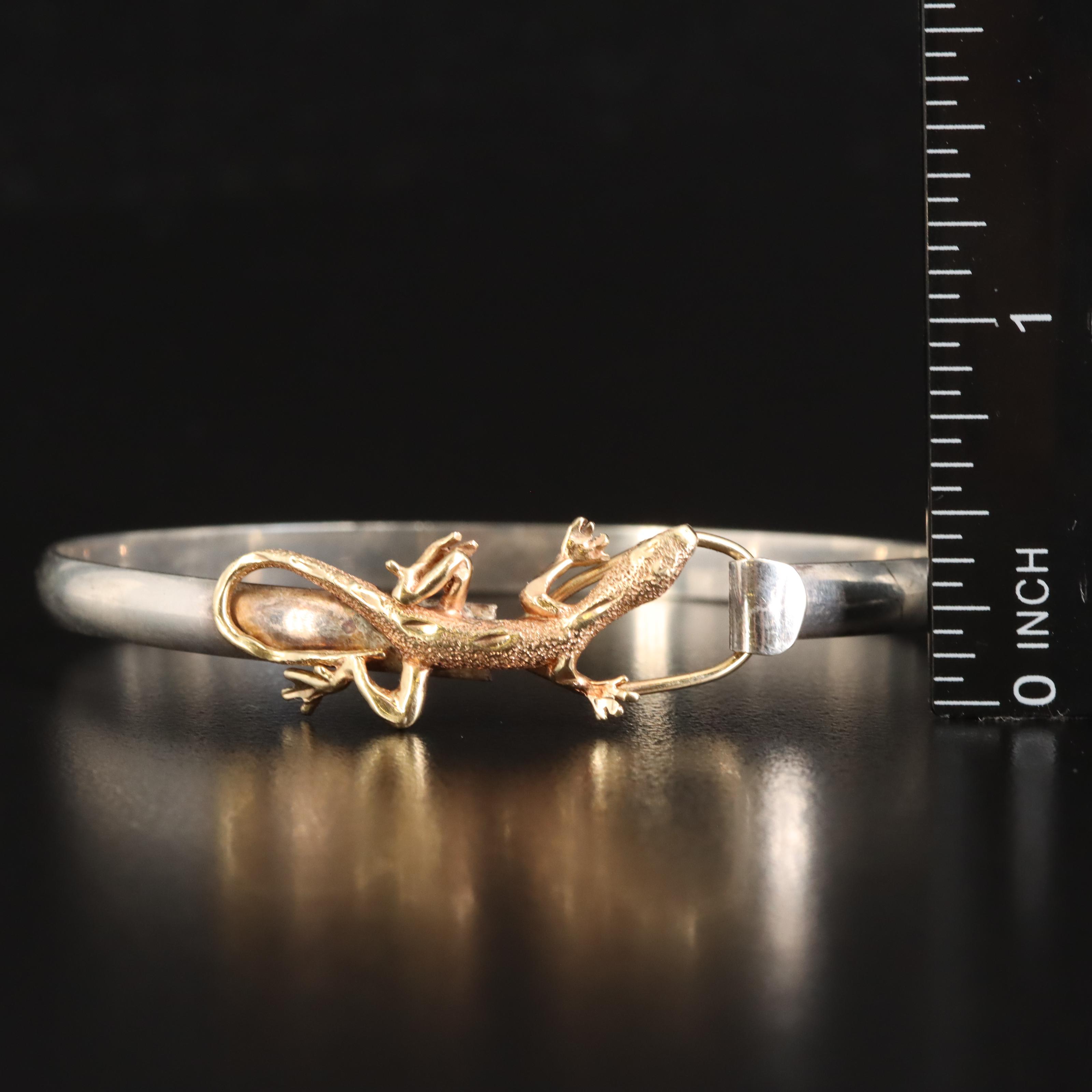 14K Lizard Clasp on Sterling Bangle