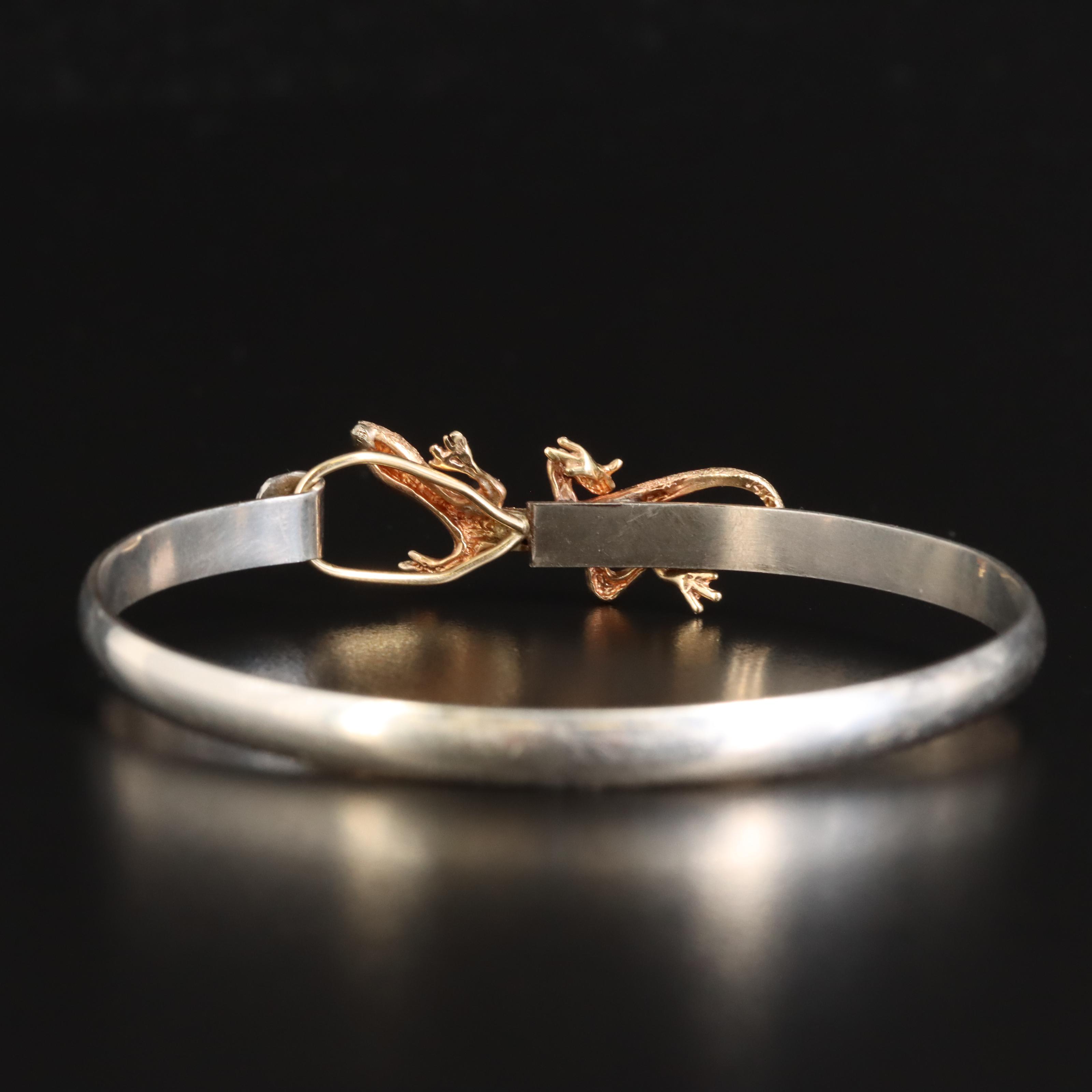 14K Lizard Clasp on Sterling Bangle