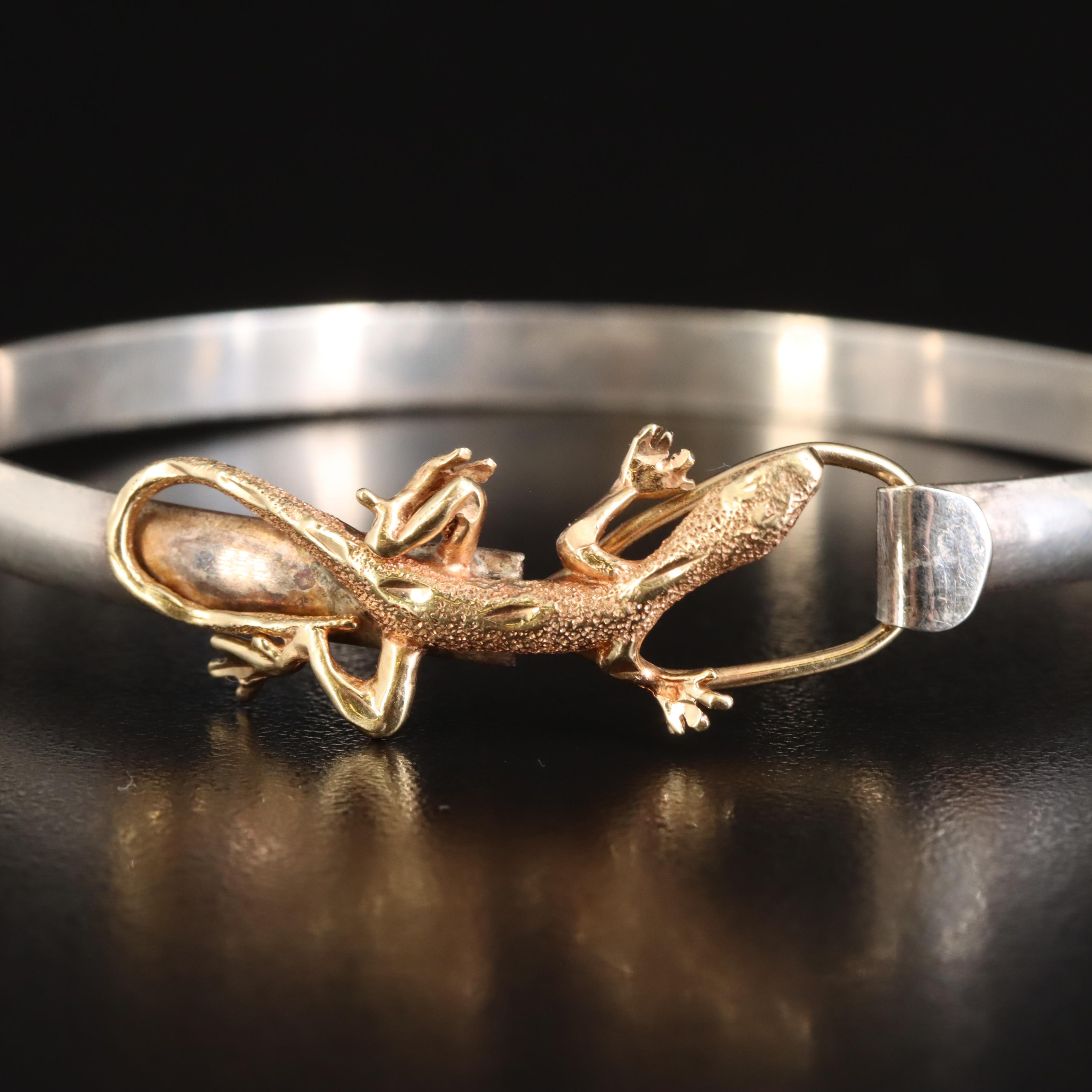 14K Lizard Clasp on Sterling Bangle