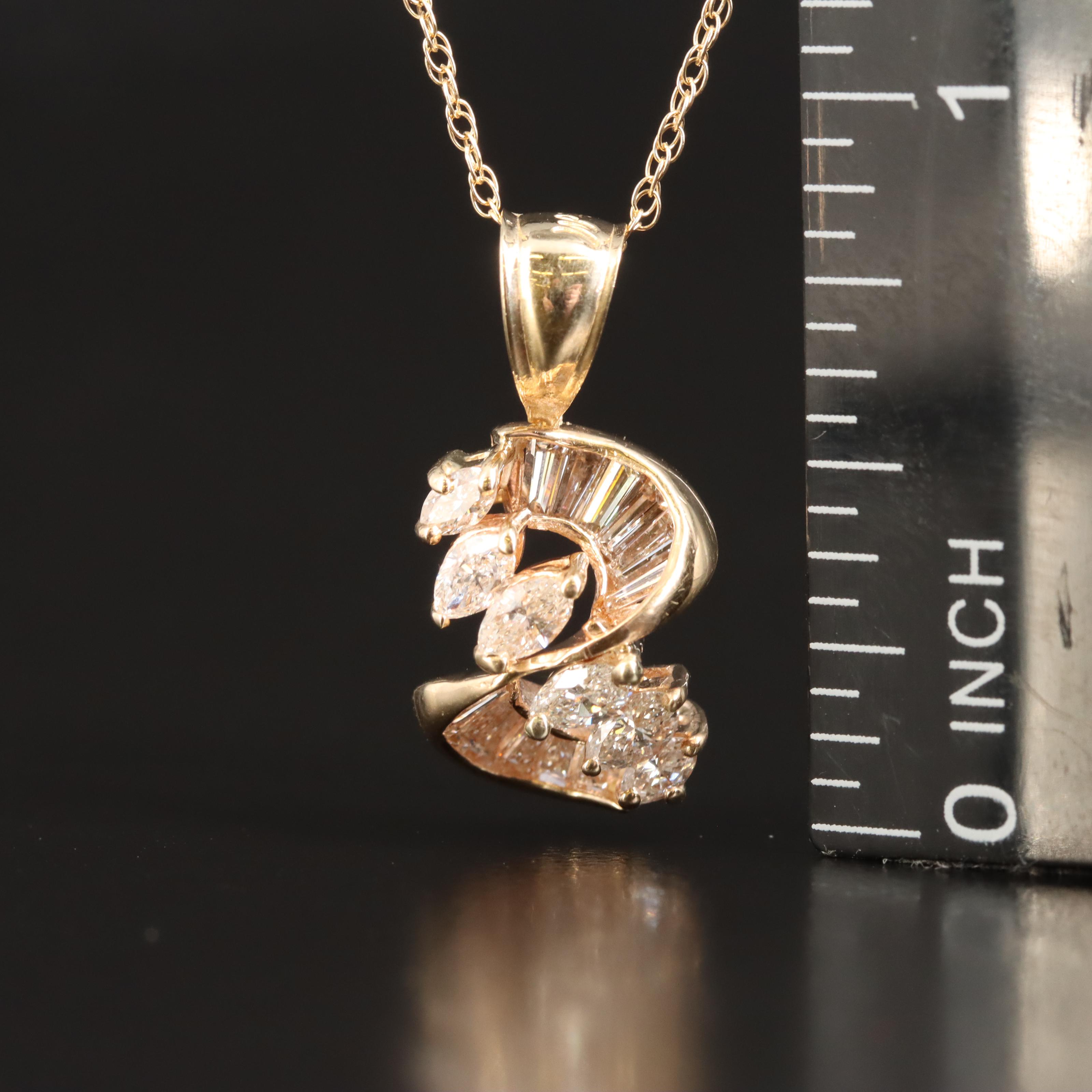 14K 0.90 CTW Diamond Pendant Necklace